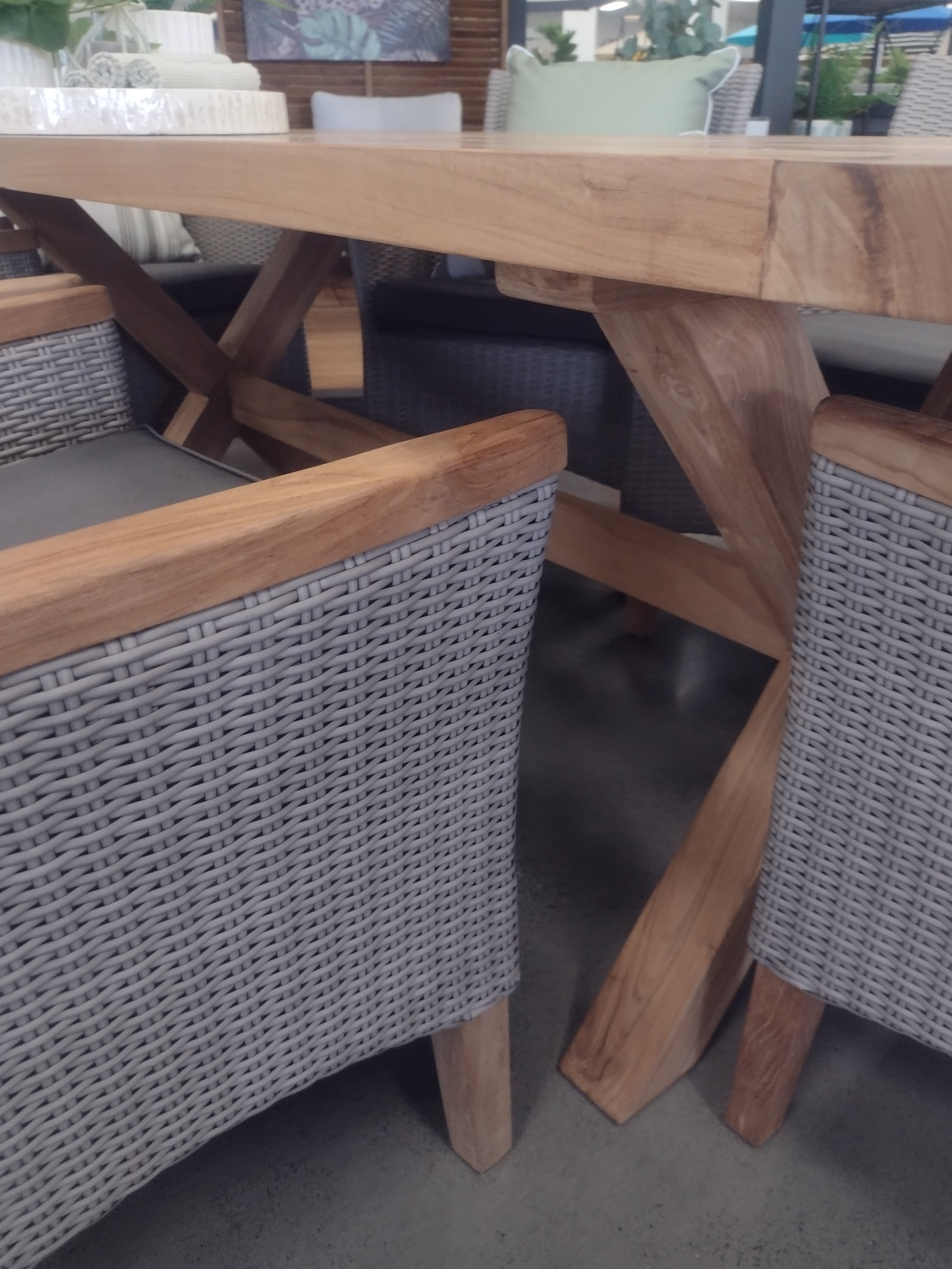 Alexander Teak Table, Florence Wicker Chair - Outdoor Dining Setting