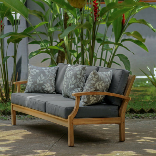 lombok  outdoor 3 seater daybed in teak lifestyle photo with trees