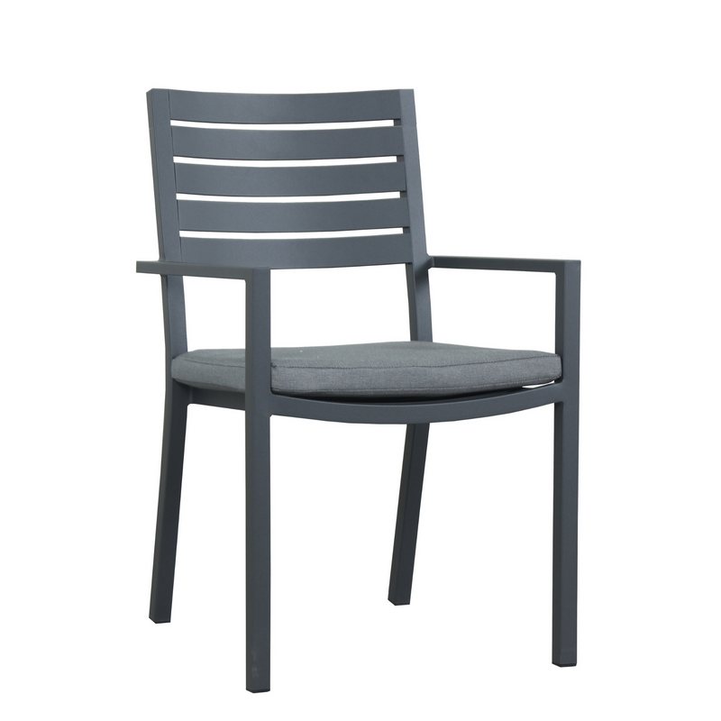 mayfair aluminium dining chair with seat cushions grey