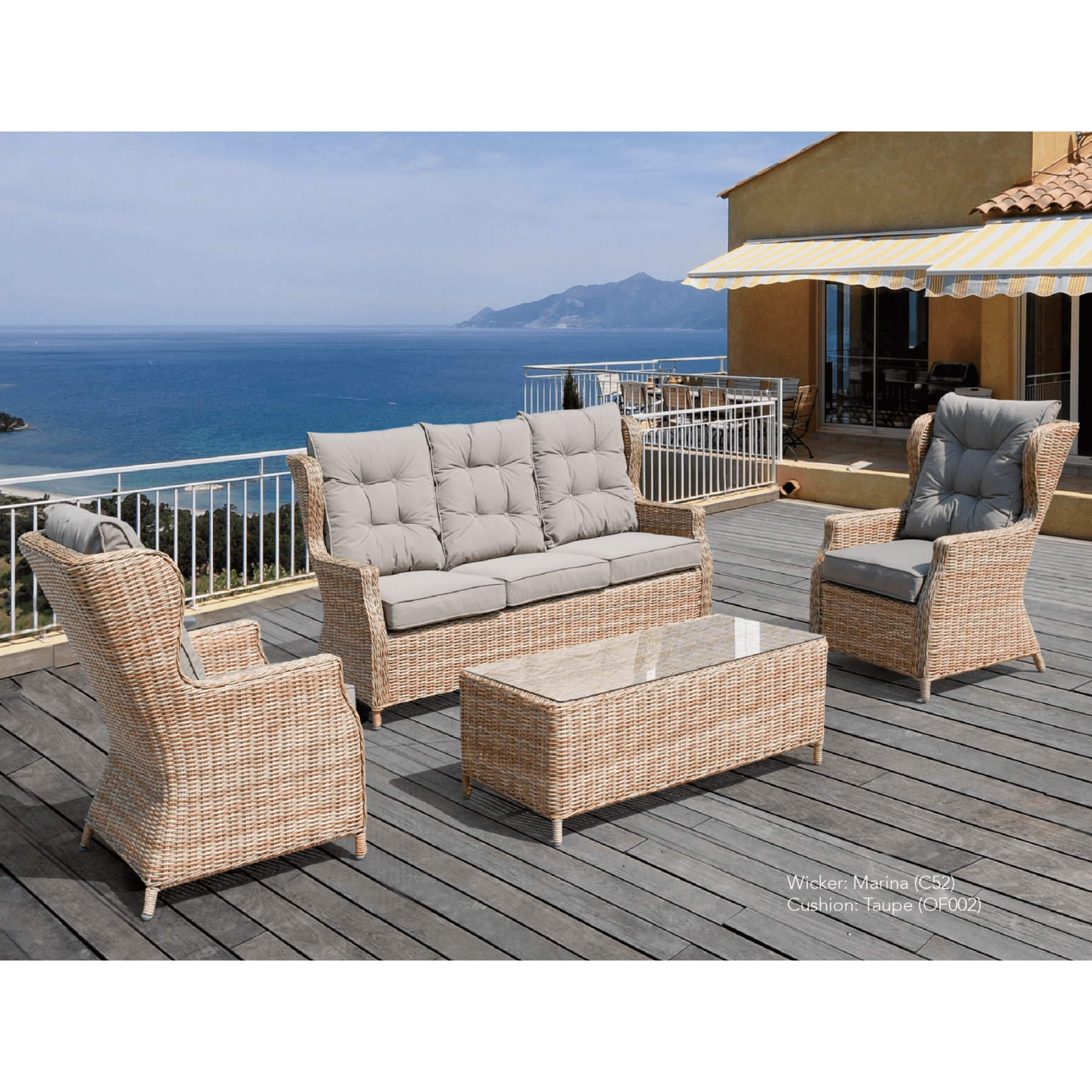 Anglesea 4pce Wicker Outdoor Lounge Set - Lume Outdoor Living