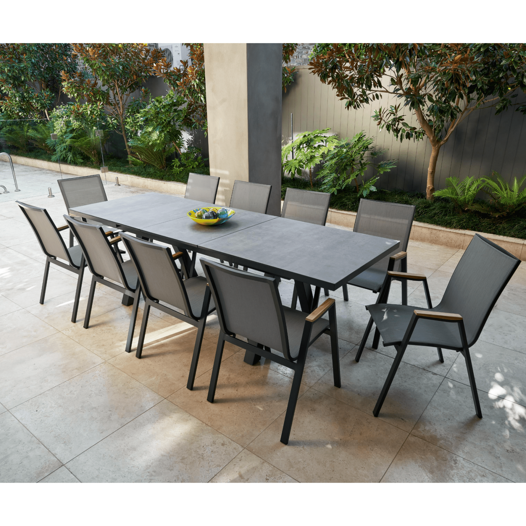 Atlanta Outdoor Extendable Dining Table - Charcoal/Bottega Grey - Lume Outdoor Living