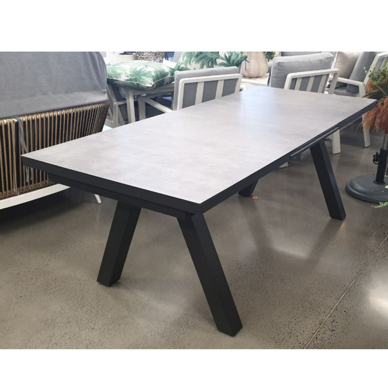 Atlanta Outdoor Extension Dining Table - Charcoal/White Cream Stone