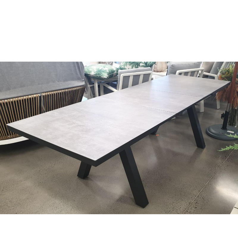 Atlanta Outdoor Extension Dining Table - Charcoal/White Cream Stone