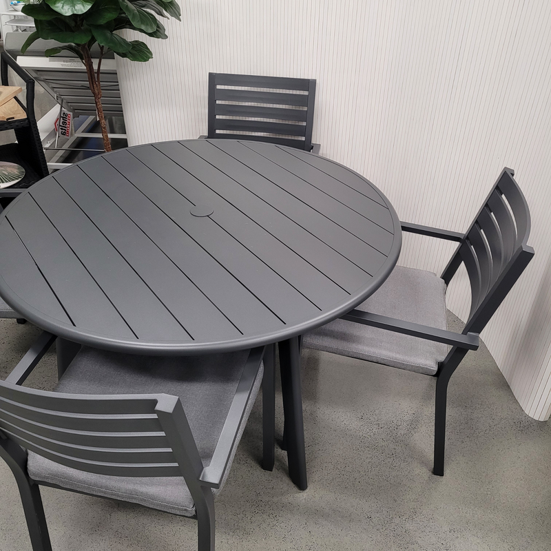 avignon and mayfair outdoor dining setting for 4 people, grey frames