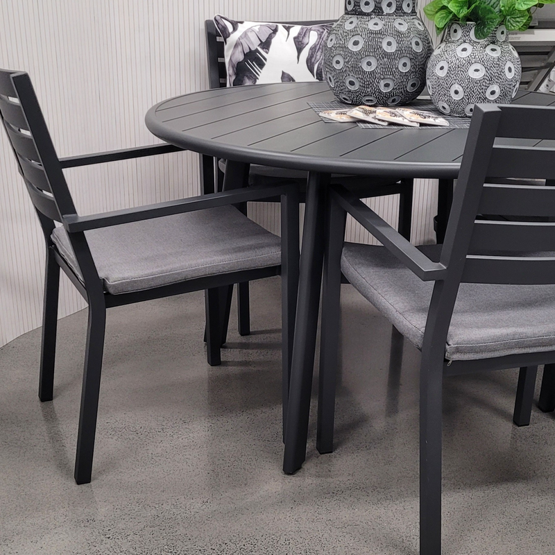 avignon and mayfair outdoor dining setting for 4 people, grey frames
