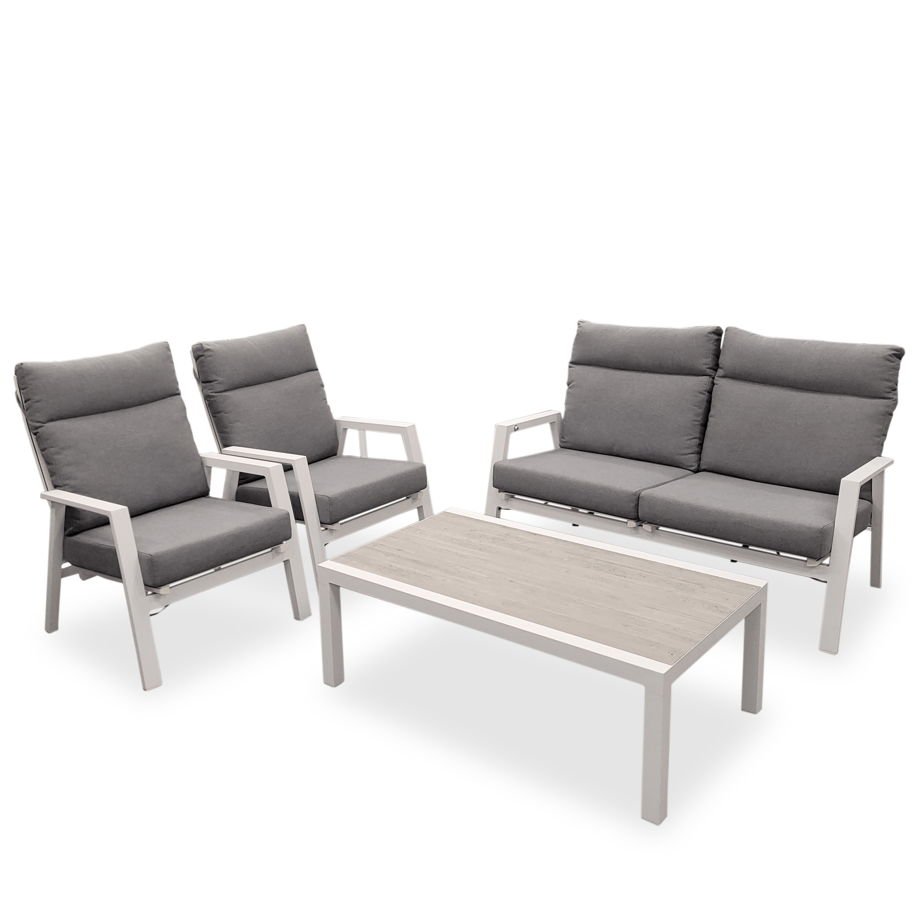 Ballina 4pce Recliner Chair Setting - white - Lume Outdoor Living