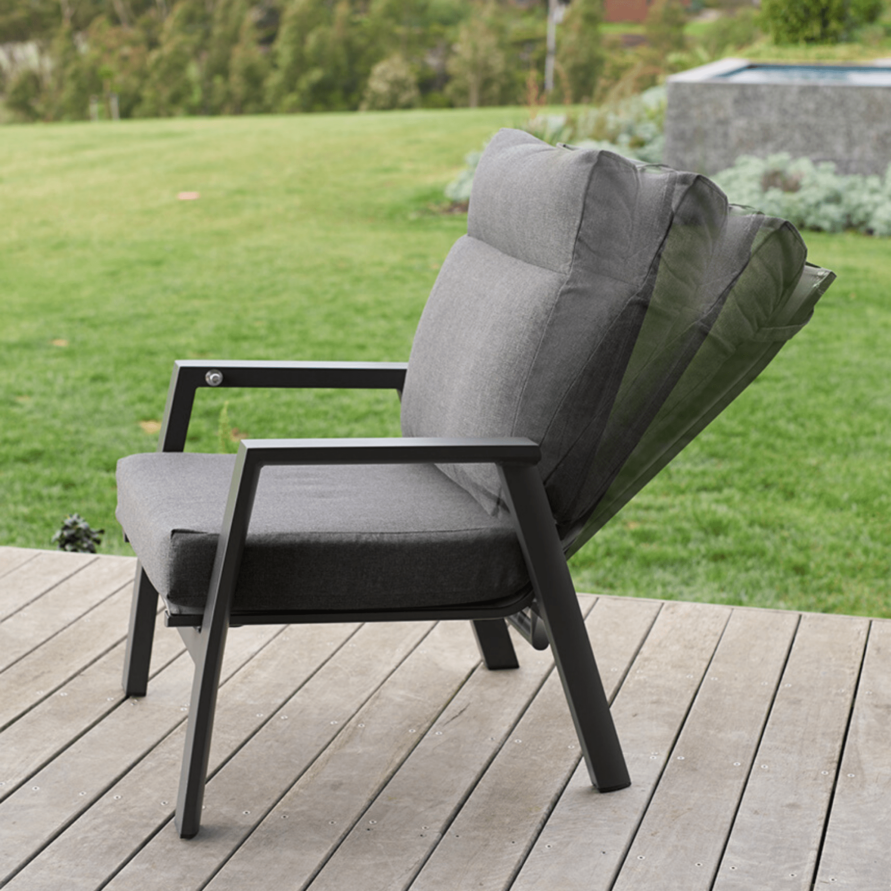 Ballina Outdoor Recliner Chair - charcoal - Lume Outdoor Living