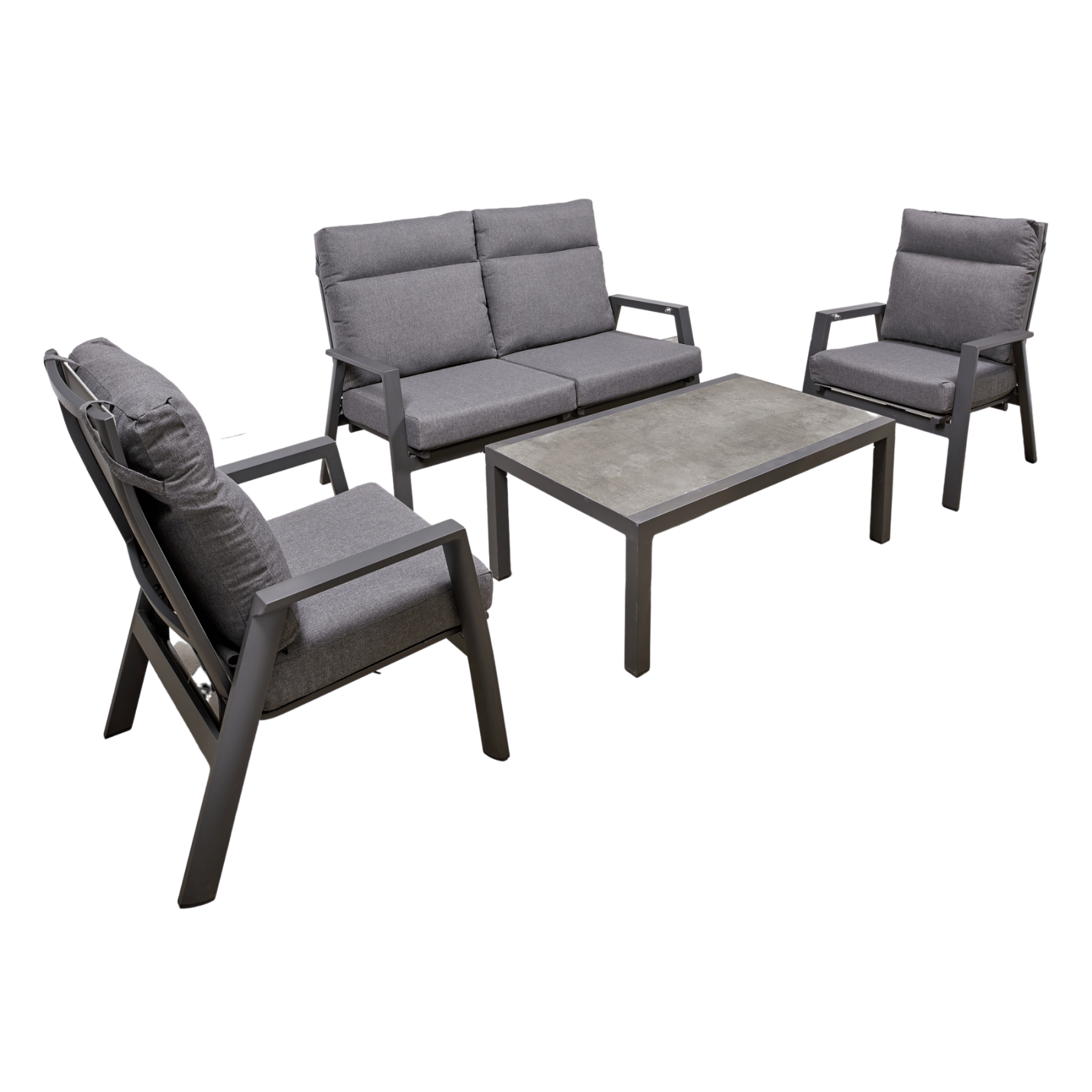 Ballina Recliner Chair Setting 2+1+1 - 4 piece charcoal outdoor lounge setting - Lume Outdoor Living