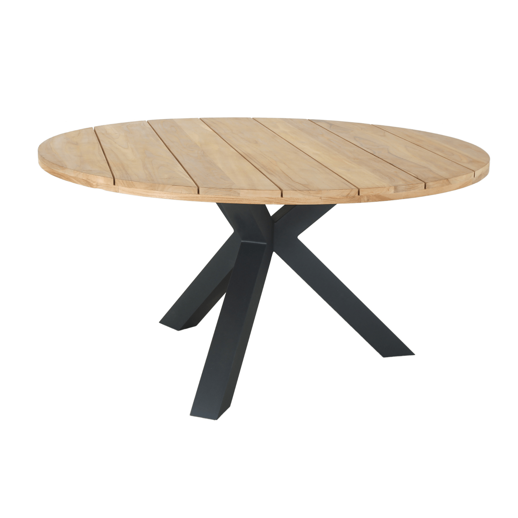 Beauville teak table - round outdoor dining table - charcoal - Lume Outdoor Living