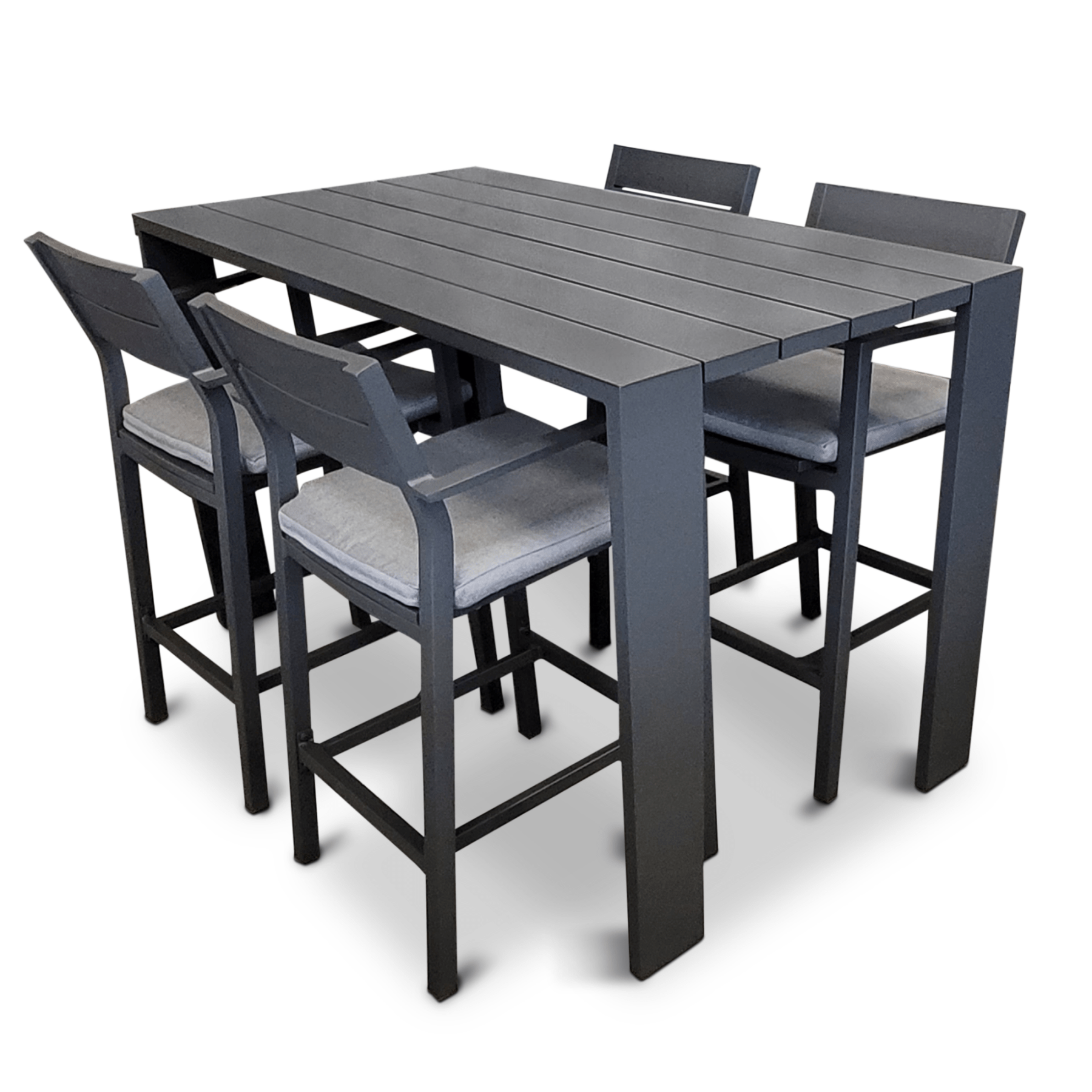 Big Boy Bar Table with Glide Bar Chairs - Charcoal 5pce or 7pce outdoor bar setting - Lume Outdoor Living