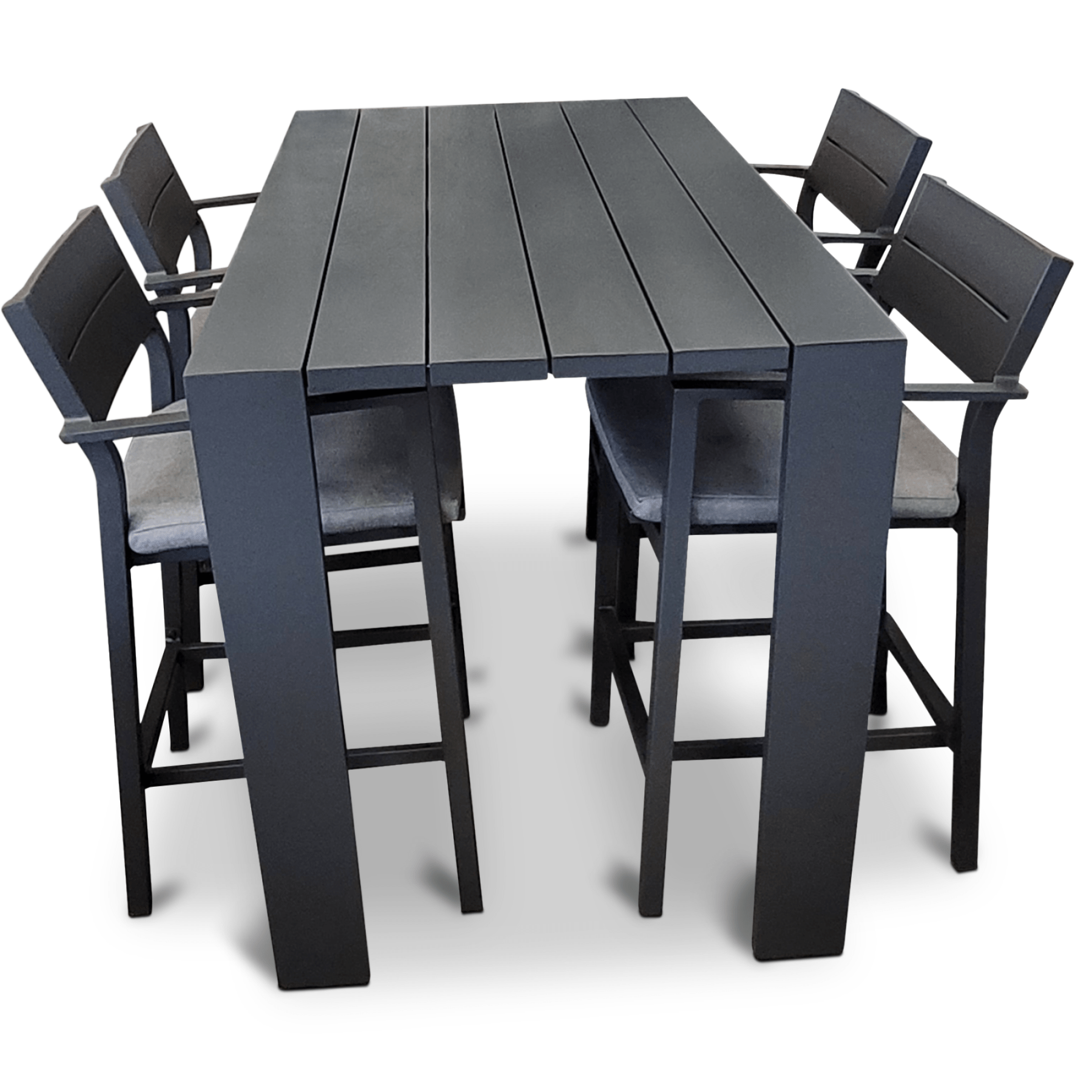 Big Boy Bar Table with Glide Bar Chairs - Charcoal 5pce or 7pce outdoor bar setting - Lume Outdoor Living