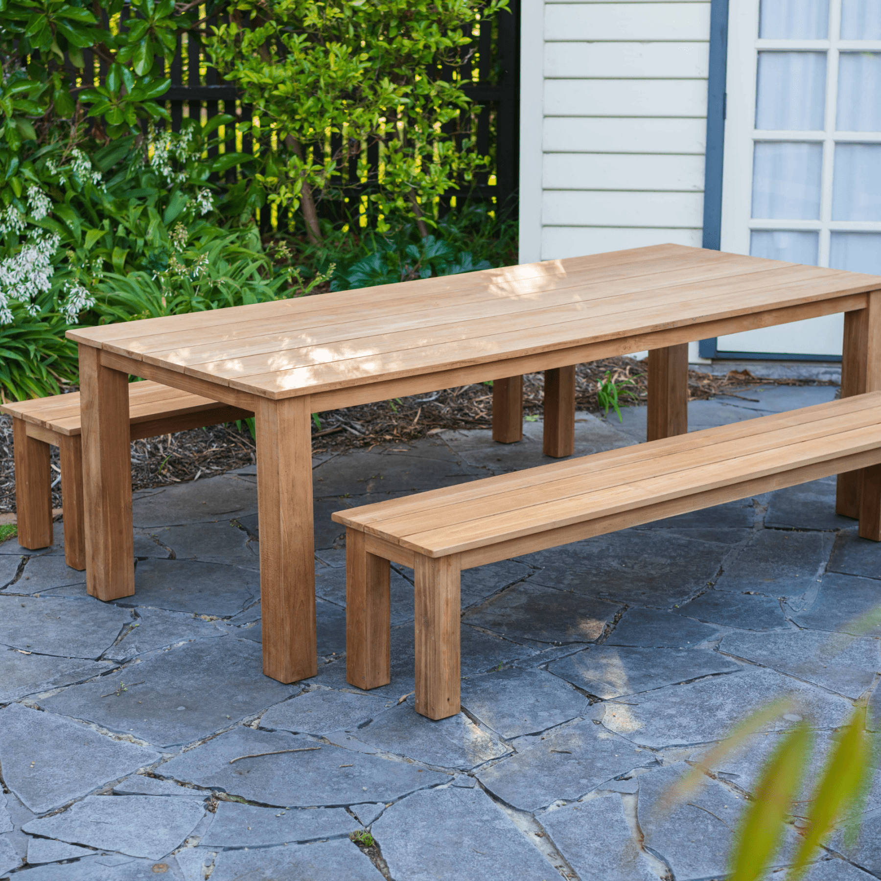 Brooklyn 240cm Table and Brooklyn Bench 3 - piece Outdoor Dining Setting - Lume Outdoor Living