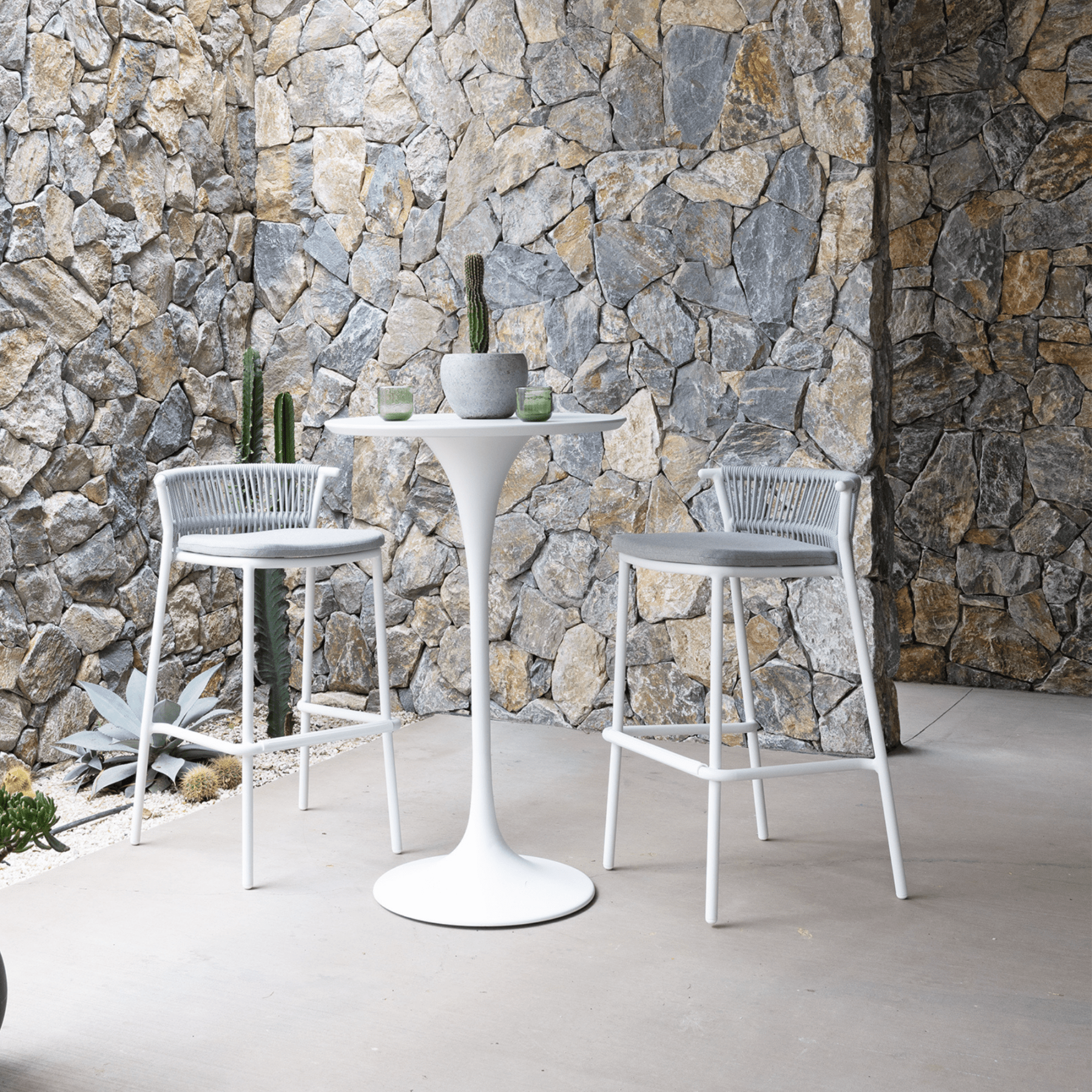 Cantina bar table with Cantina bar chairs - 3pce outdoor bar setting - LIMITED STOCK LEFT - Lume Outdoor Living