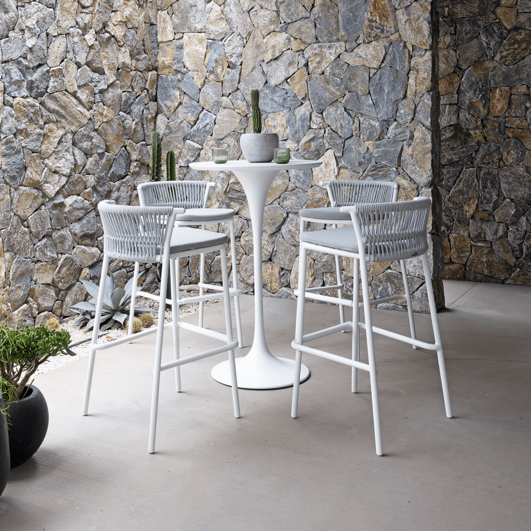 Cantina bar table with Cantina bar chairs - 5pce outdoor bar setting - VERY LIMITED STOCK - Lume Outdoor Living