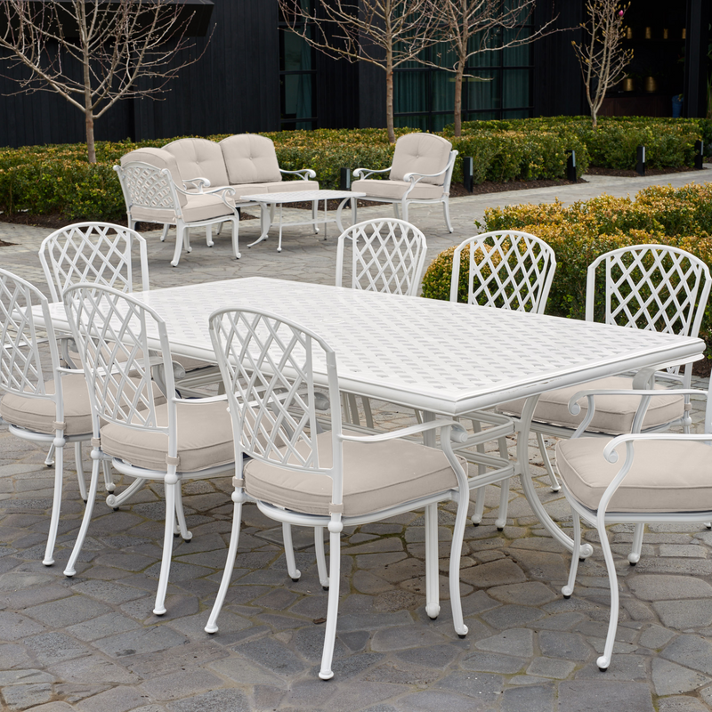 Chelmer and Nassau cast aluminium outdoor dining setting