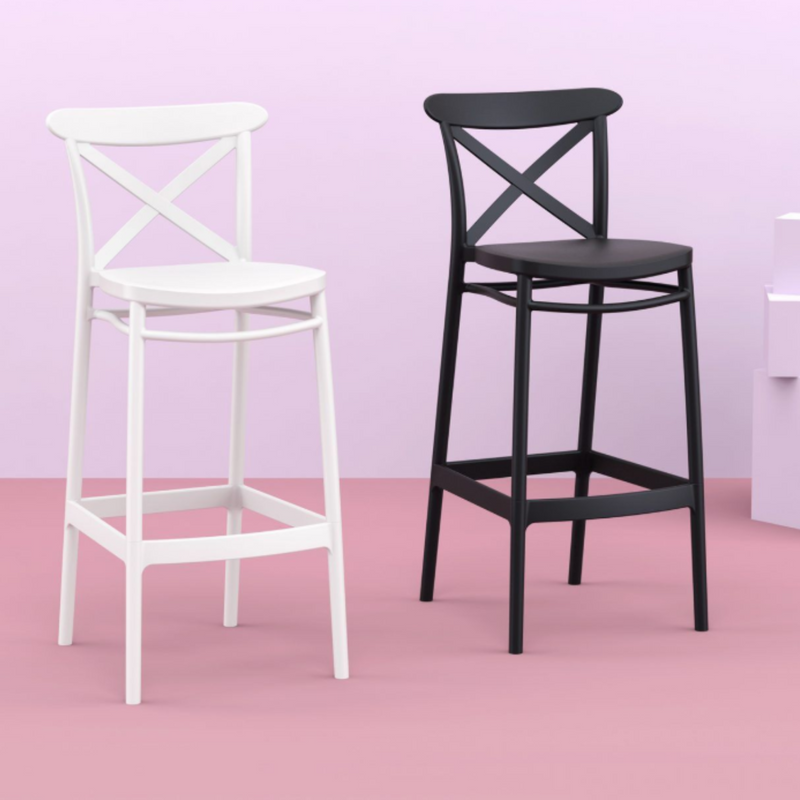Cross resin barstool by Siesta - 2 seat heights, 5 colours - outdoor commercial barstool