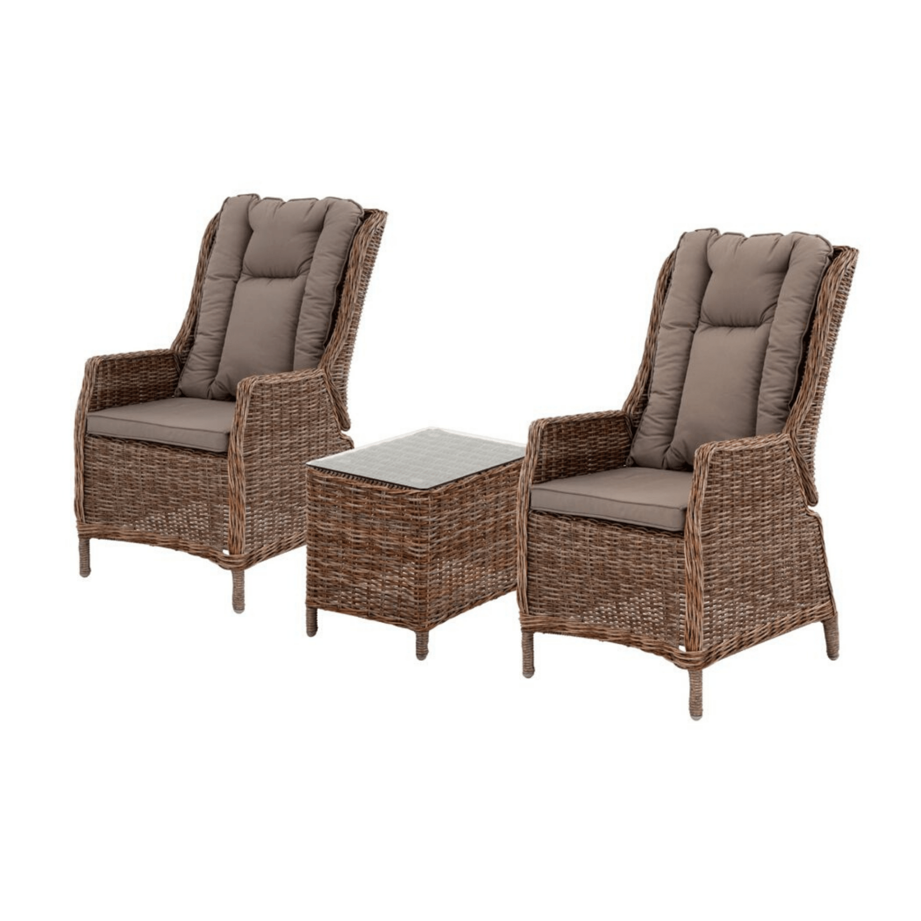 Eldorado wicker recliner with footstool - 3 piece outdoor lounge set - Lume Outdoor Living