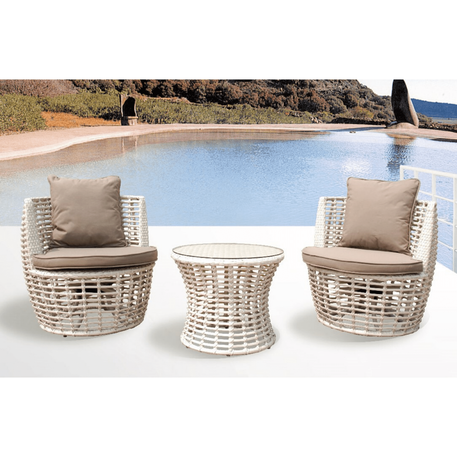 Finley Swivel 3pce Chat Setting - Lume Outdoor Living