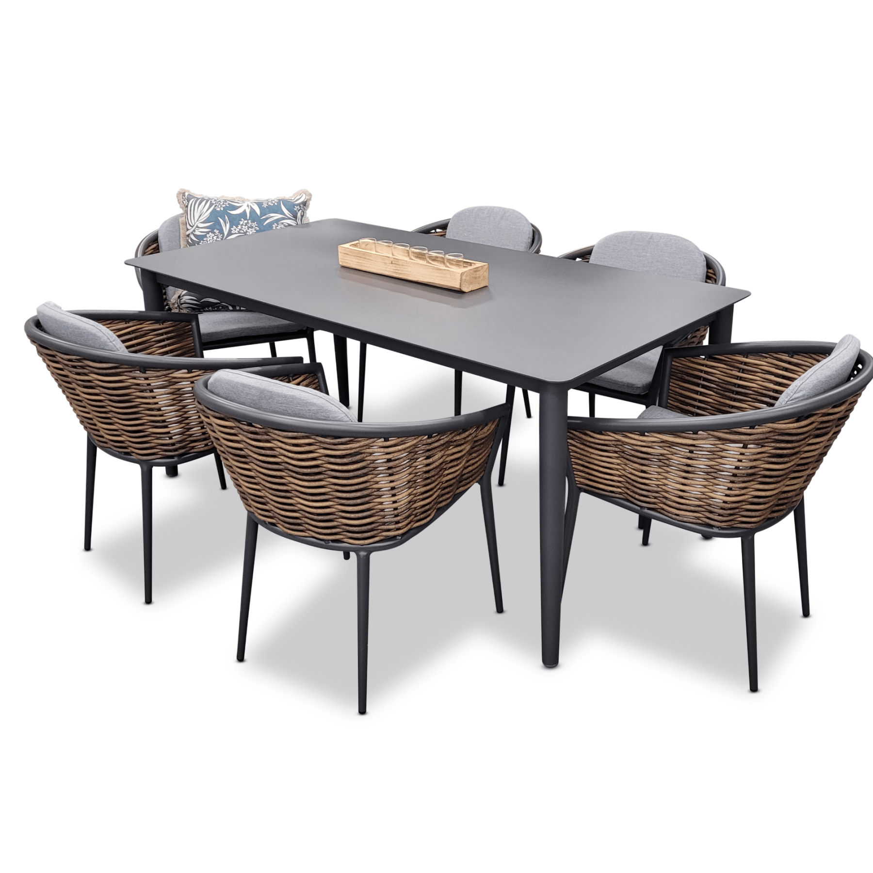 Fountain table with Artemis chairs - 7pce outdoor dining setting - Lume Outdoor Living