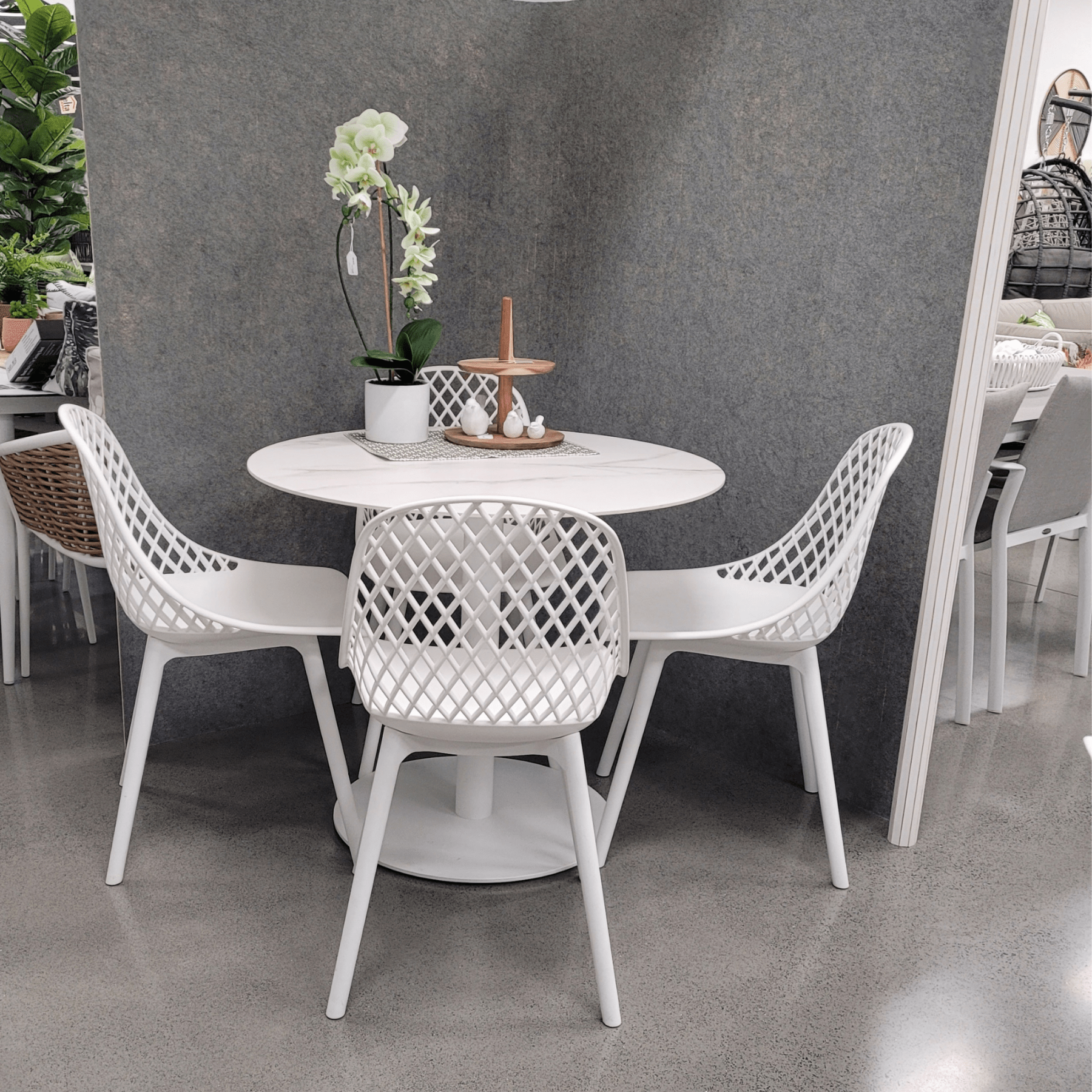 Freedom Table, Cosmos Chair, 5piece Outdoor Dining Setting - Lume Outdoor Living