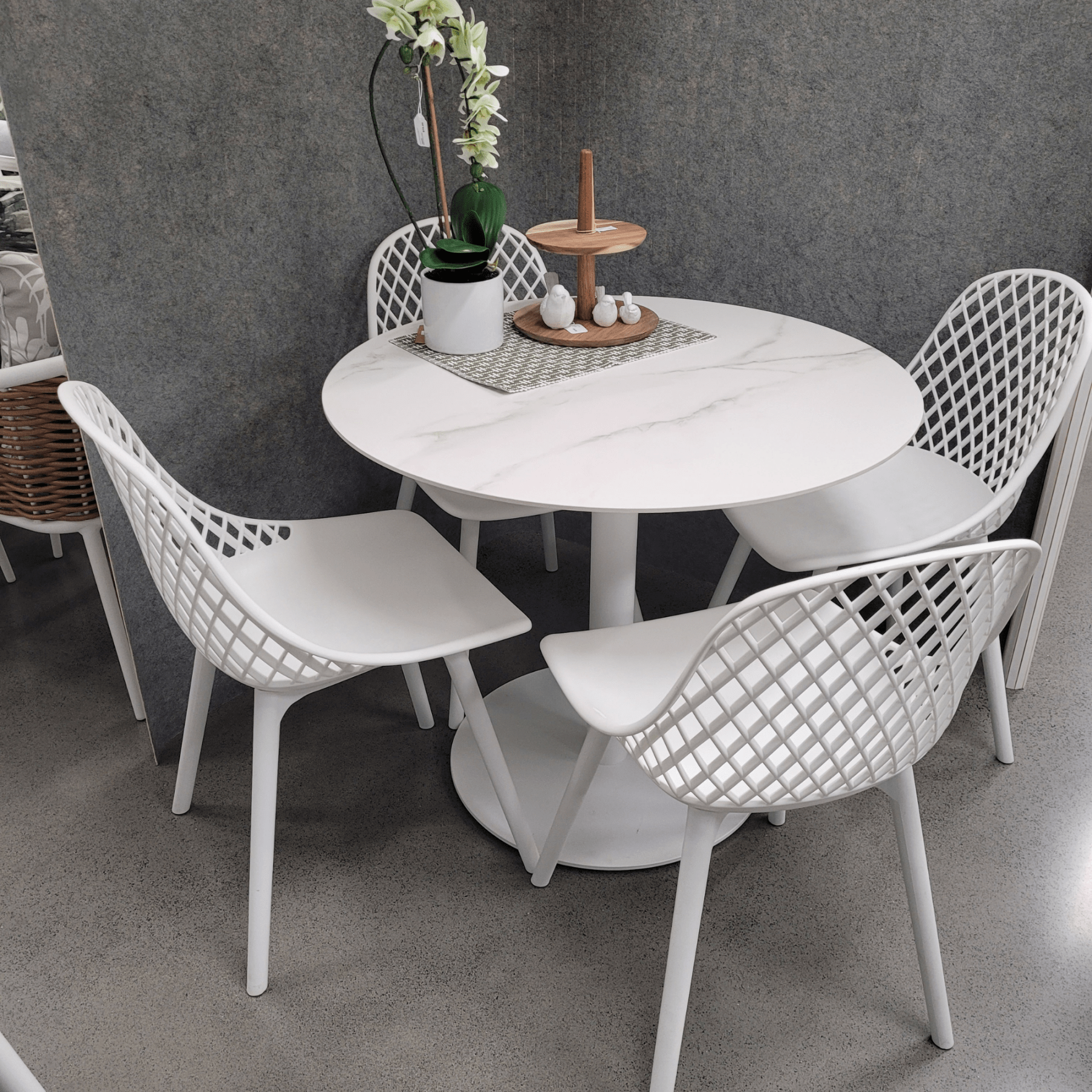 Freedom Table, Cosmos Chair, 5piece Outdoor Dining Setting - Lume Outdoor Living