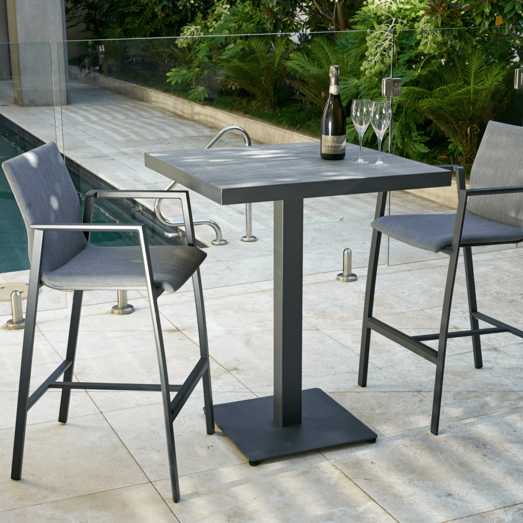 Memphis 80cm square with Bronte bar chair - outdoor bar setting - Lume Outdoor Living