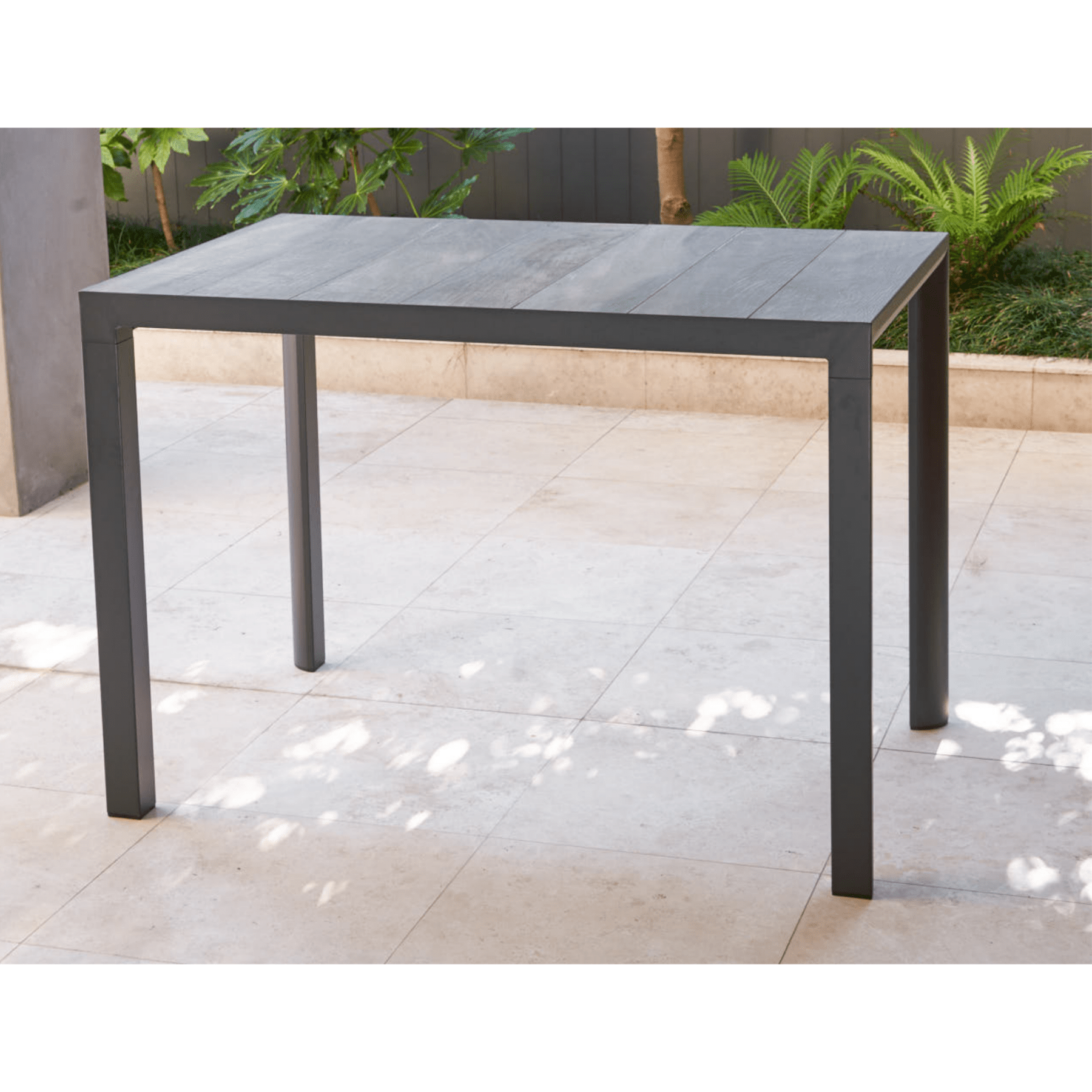 Memphis bar table with Bronte bar chairs - charcoal - 7 piece outdoor rectangle bar setting - Lume Outdoor Living