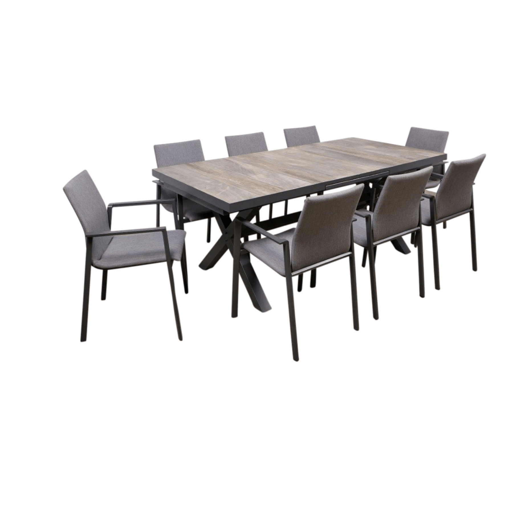 Memphis Extendable Dining Table with Bronte Chair Outdoor Dining Setting - charcoal - Lume Outdoor Living