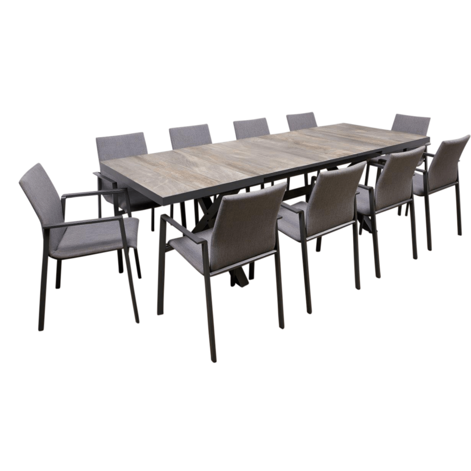 Memphis Extendable Dining Table with Bronte Chair Outdoor Dining Setting - charcoal - Lume Outdoor Living