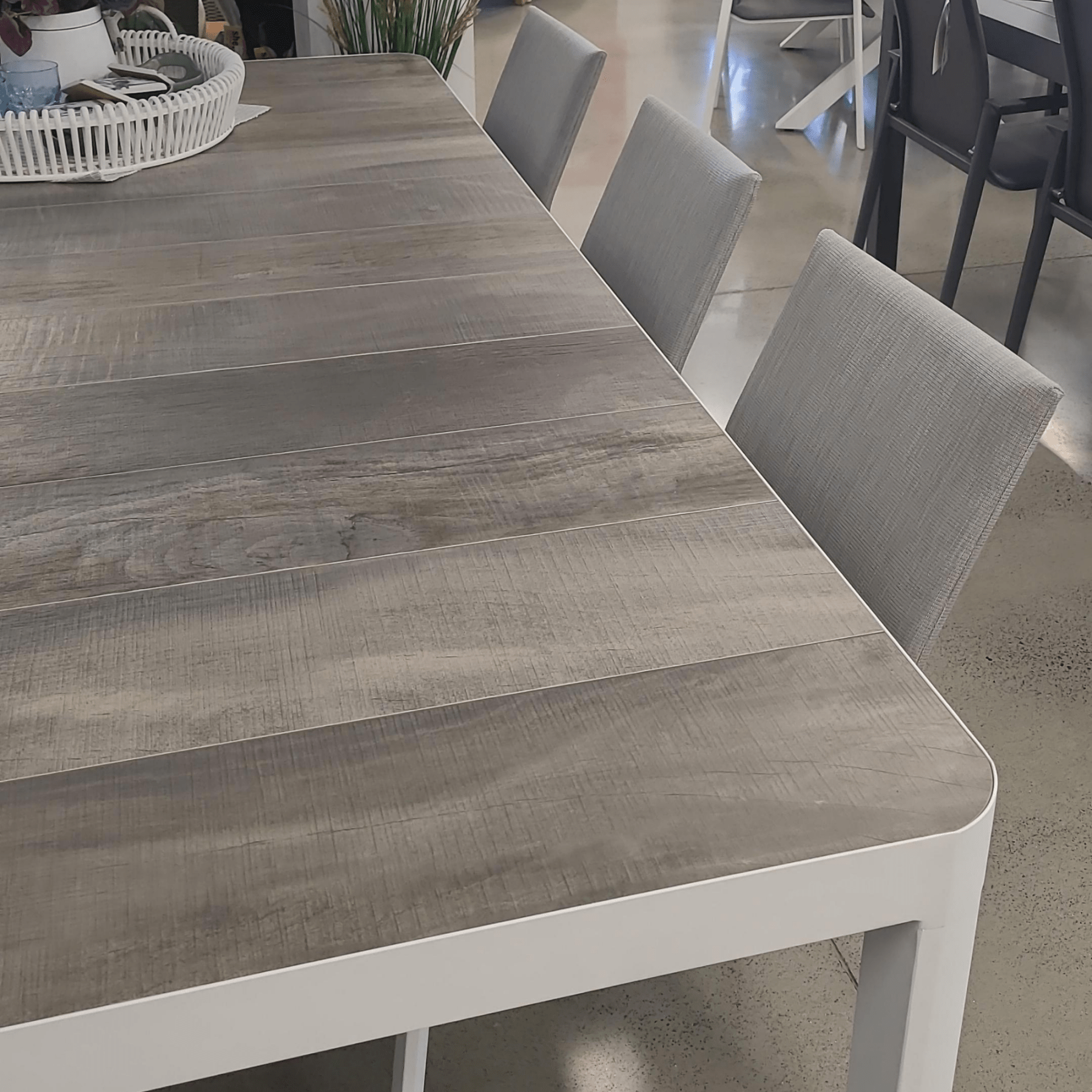 Memphis Outdoor Dining Table - white / wood - look - Lume Outdoor Living