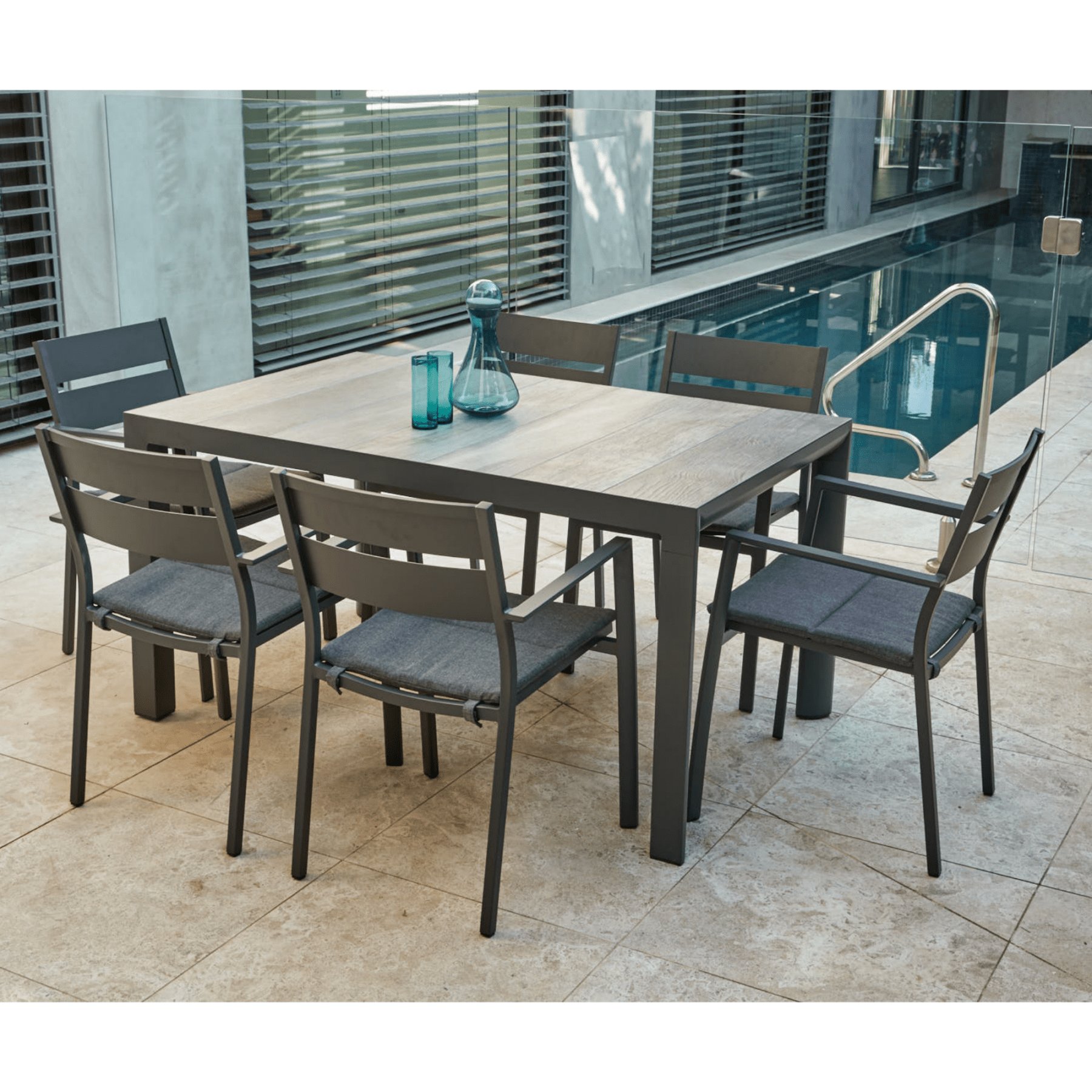 Memphis Table and Carolina Chair Dining Setting for 6 - Lume Outdoor Living