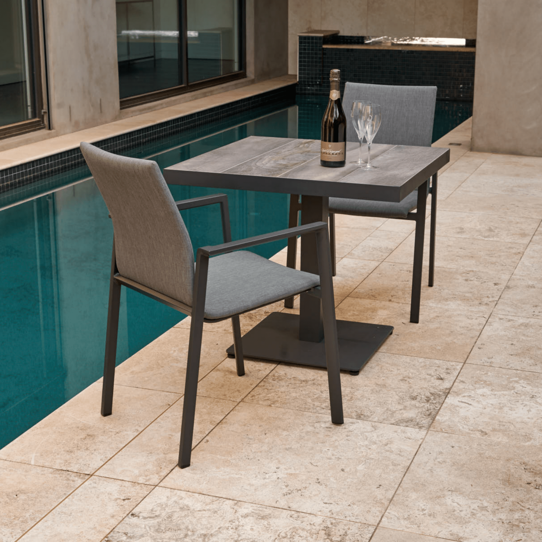 Memphis table with Bronte chairs - square outdoor dining setting - Lume Outdoor Living