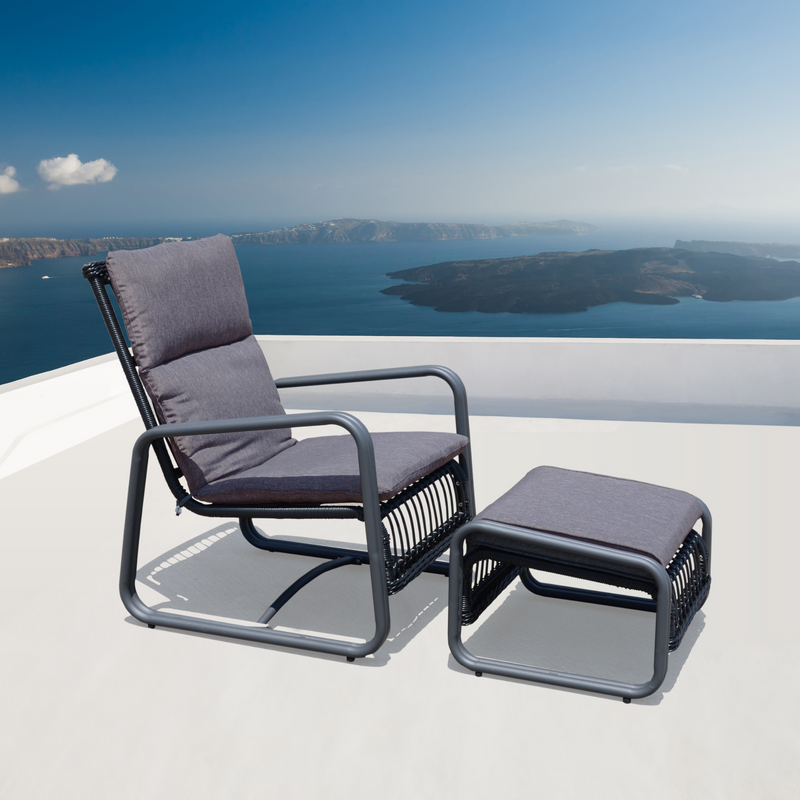 Bali outdoor lounge chair with footstool