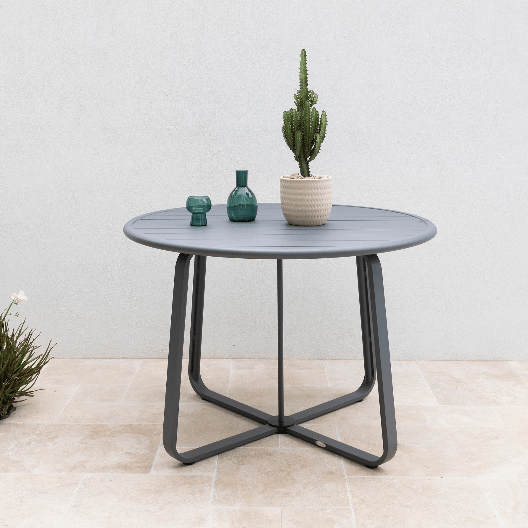 Palma round folding dining table - charcoal - Lume Outdoor Living