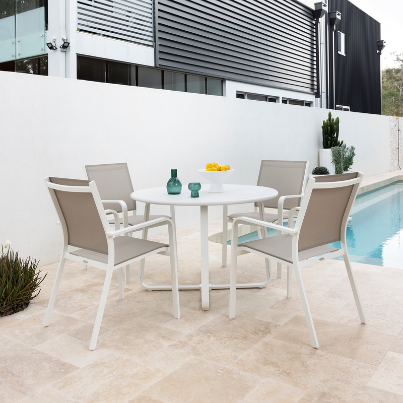 Palma table with Mons chairs -  5pce outdoor dining setting