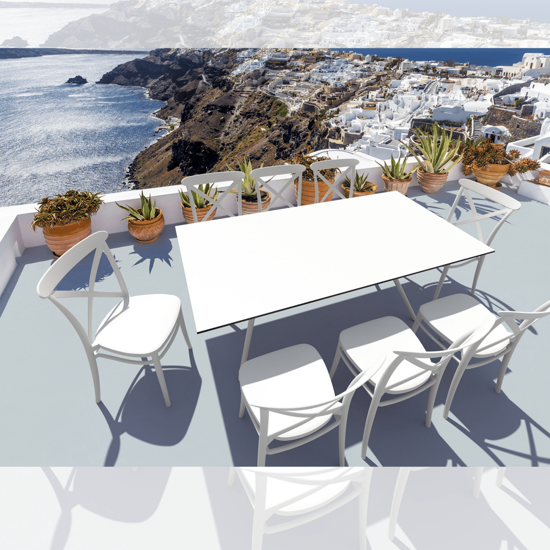 Siesta Air Table with Cross Chair 7 piece Dining Setting - Lume Outdoor Living