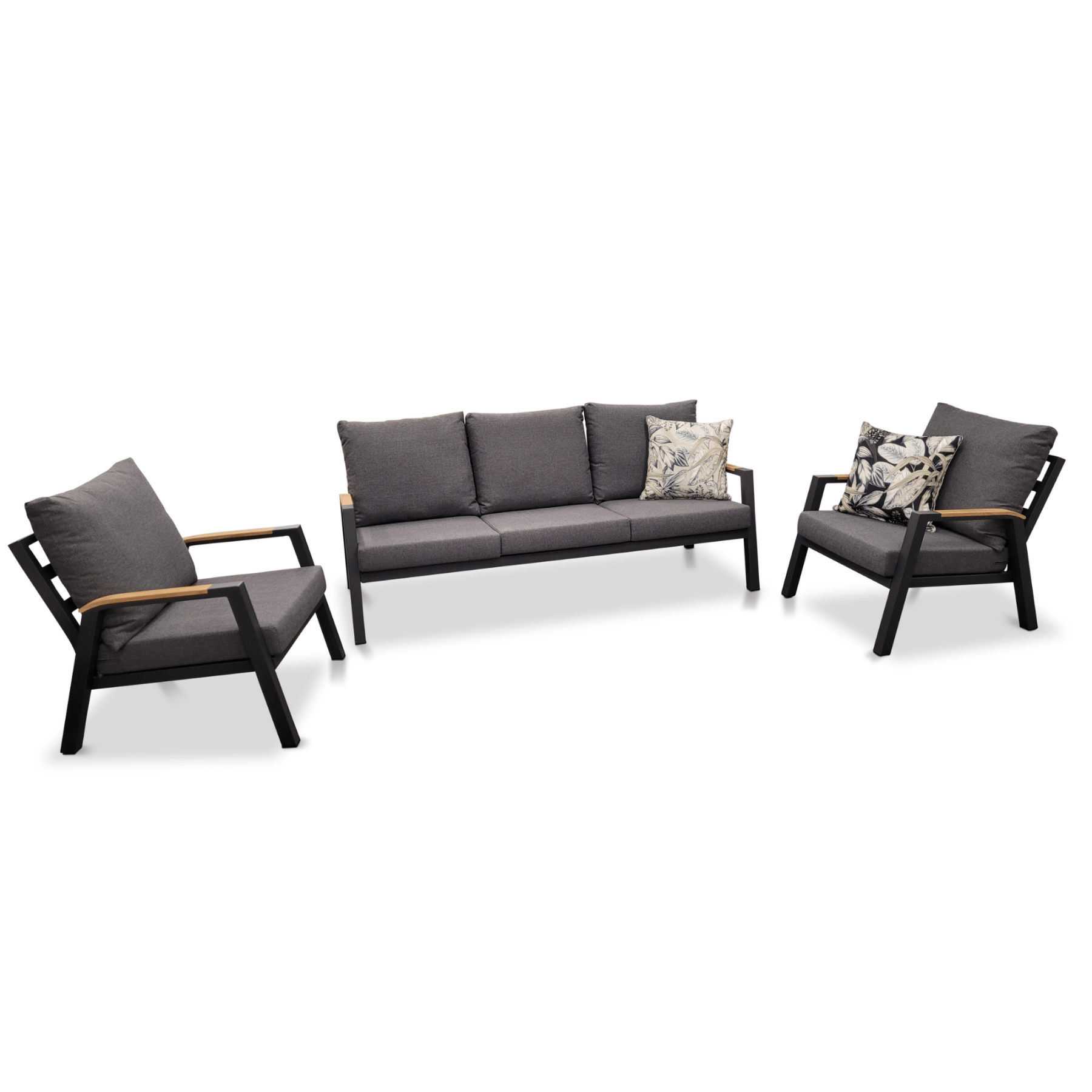 Springfield aluminium 3+1+1 lounge - 3 piece charcoal outdoor lounge setting - Lume Outdoor Living