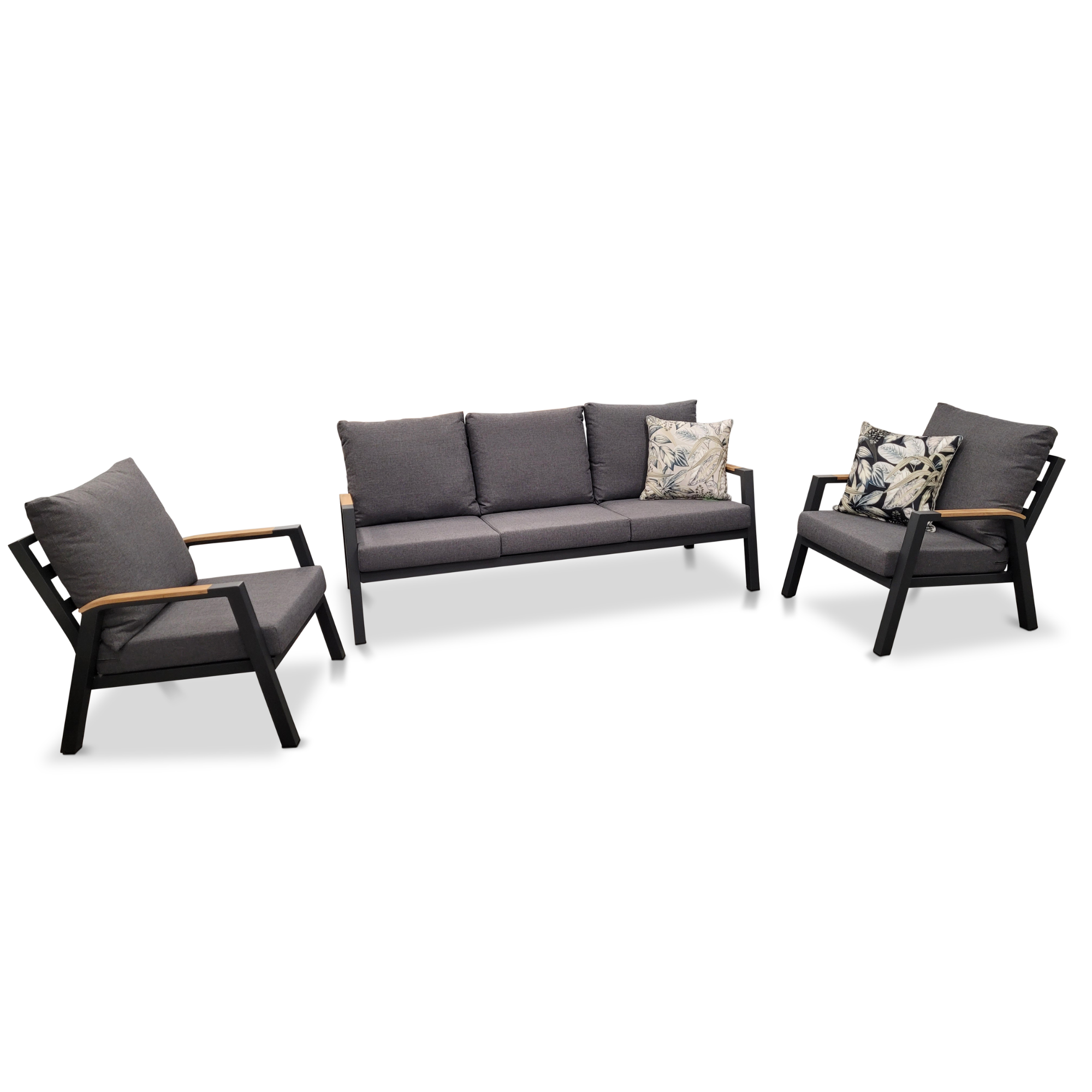 Springfield aluminium 3+1+1 lounge - 3 piece charcoal outdoor lounge setting