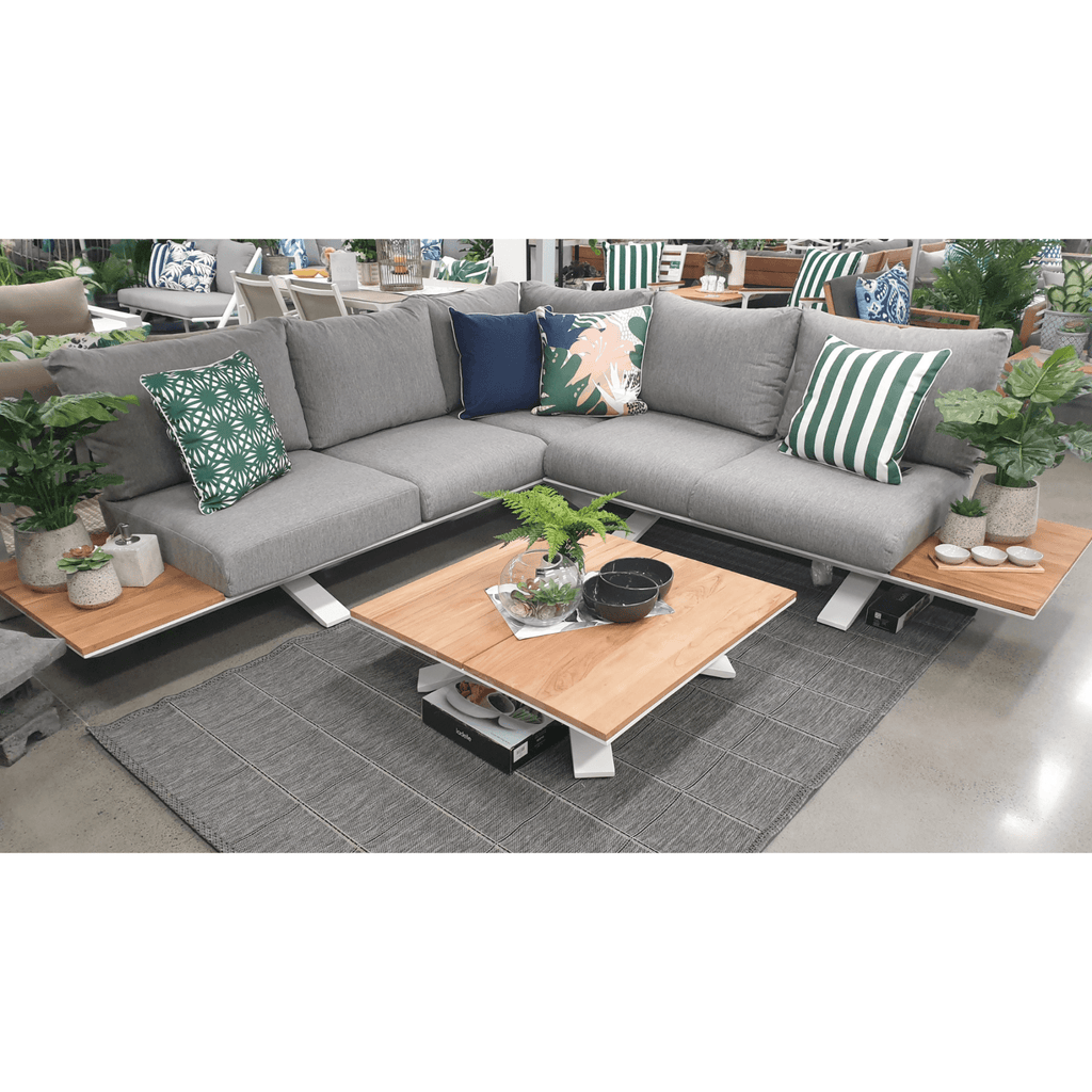 Stockholm Square Corner Outdoor Lounge Setting - White | Lume Outdoor ...