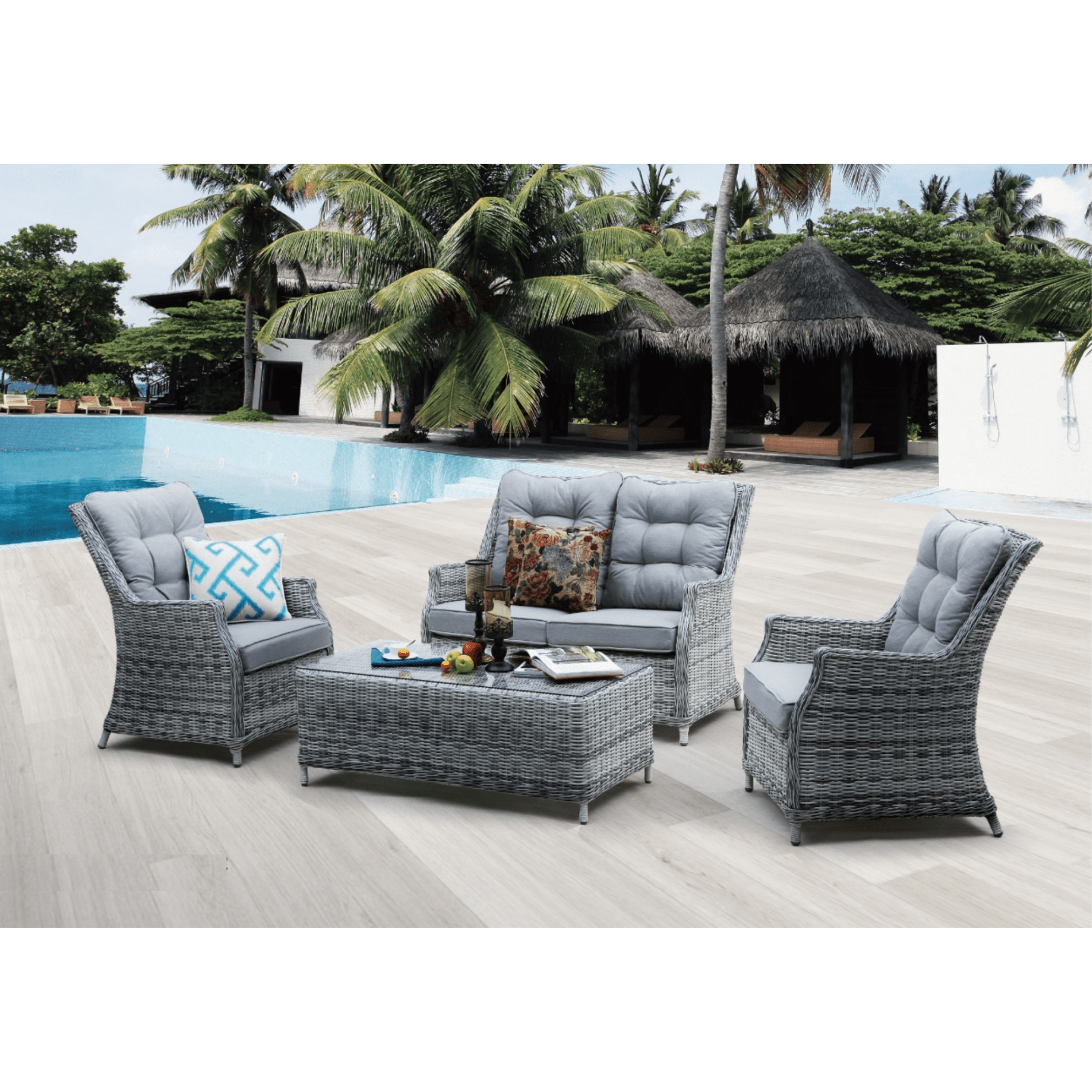 Swiss 4 piece Outdoor Wicker Lounge Set - Lume Outdoor Living