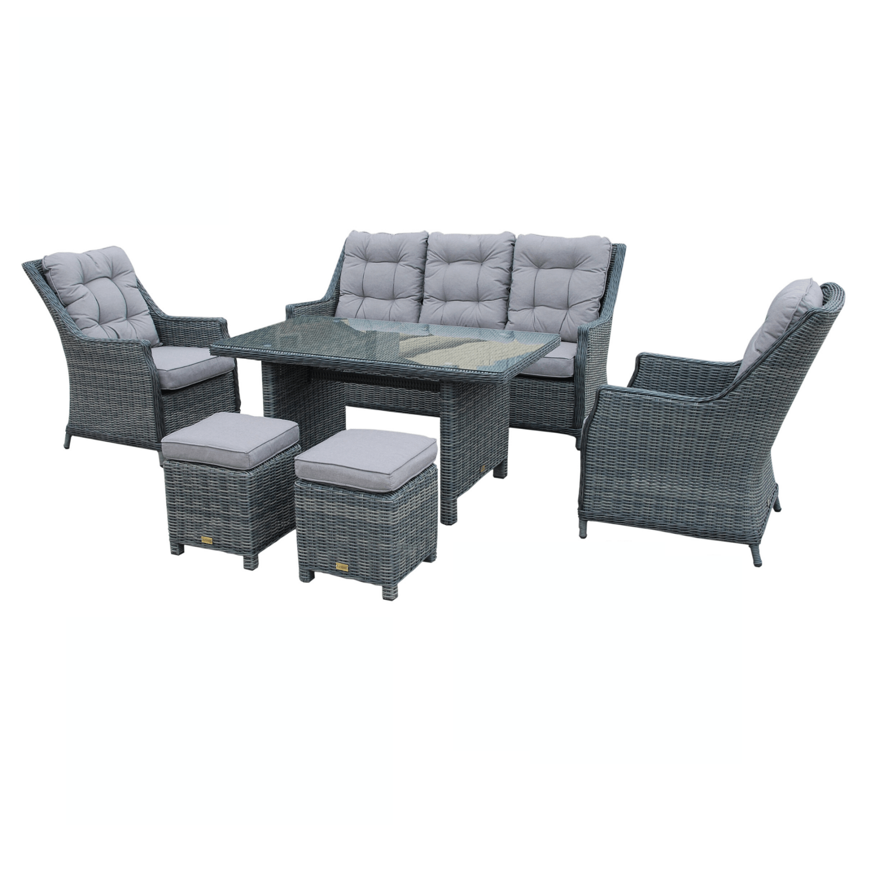 Swiss 6pce Lounge / Casual Dining Wicker Set Castle Grey - Lume Outdoor Living