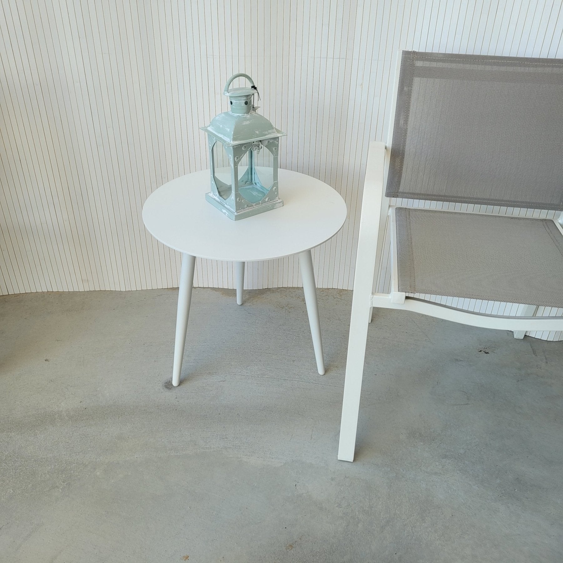 Syros Outdoor Side Table White 50cm - Lume Outdoor Living