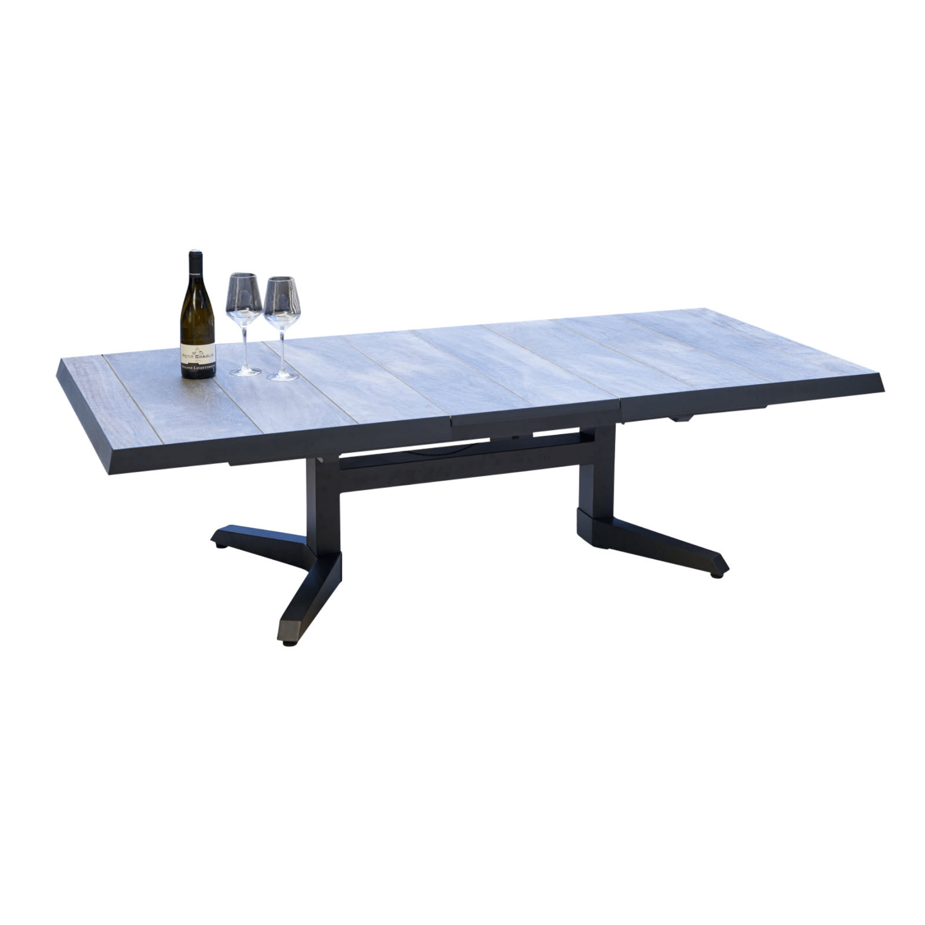 Torquay length and height adjustable - outdoor extendable table - charcoal/wood - look - Lume Outdoor Living