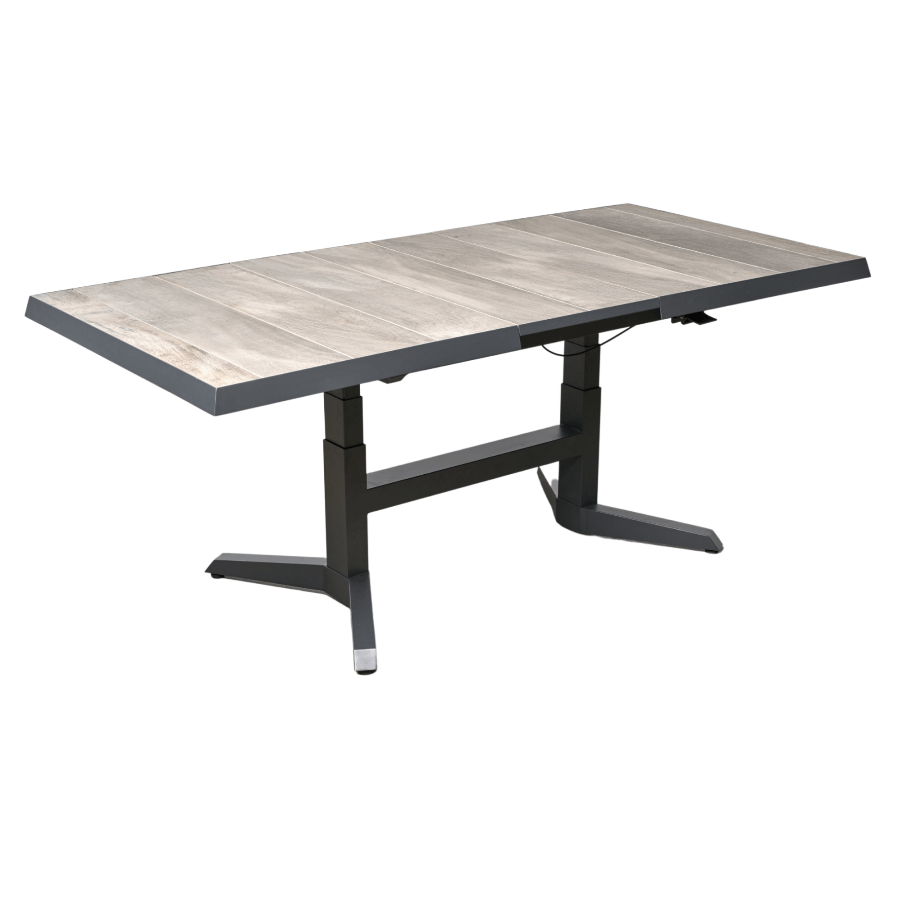 Torquay length and height adjustable - outdoor extendable table - charcoal/wood - look - Lume Outdoor Living