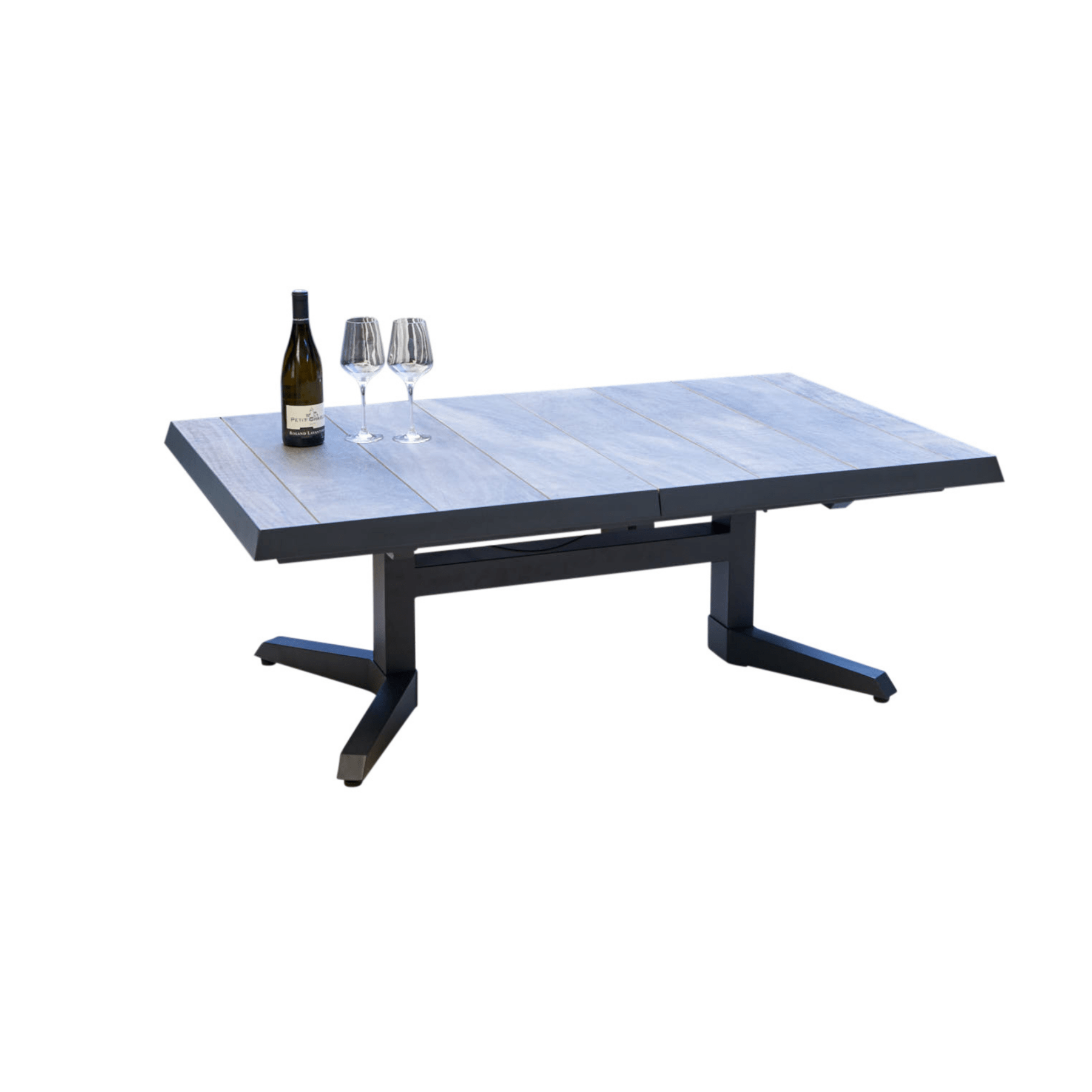 Torquay length and height adjustable - outdoor extendable table - charcoal/wood - look - Lume Outdoor Living