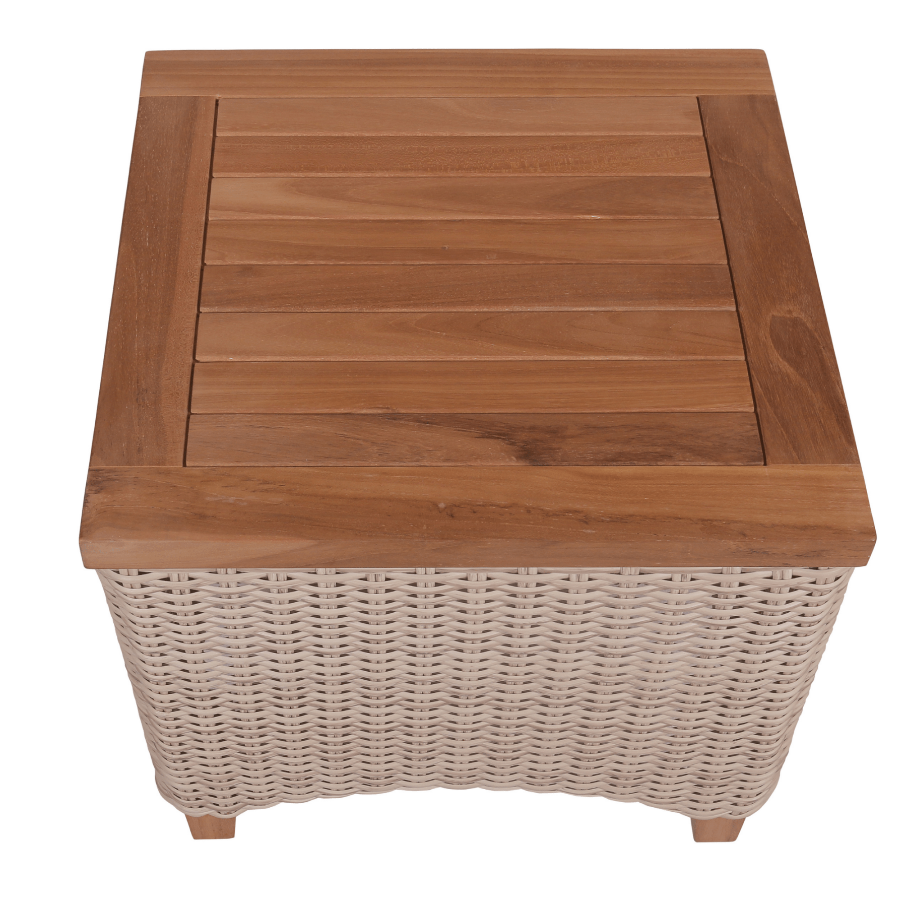 Venice coffee or side table - wicker and teak top 50cm - Lume Outdoor Living