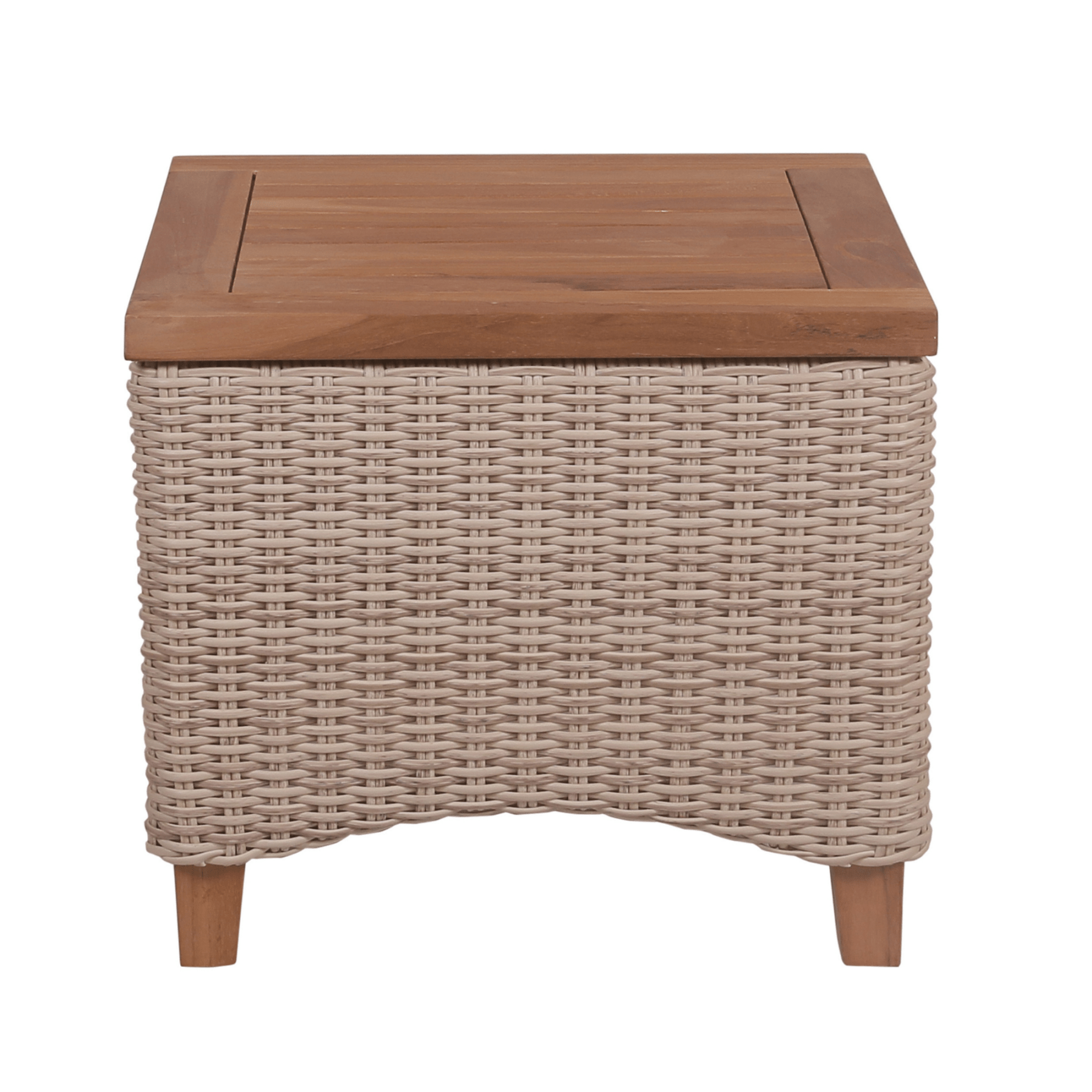 Venice coffee or side table - wicker and teak top 50cm - Lume Outdoor Living