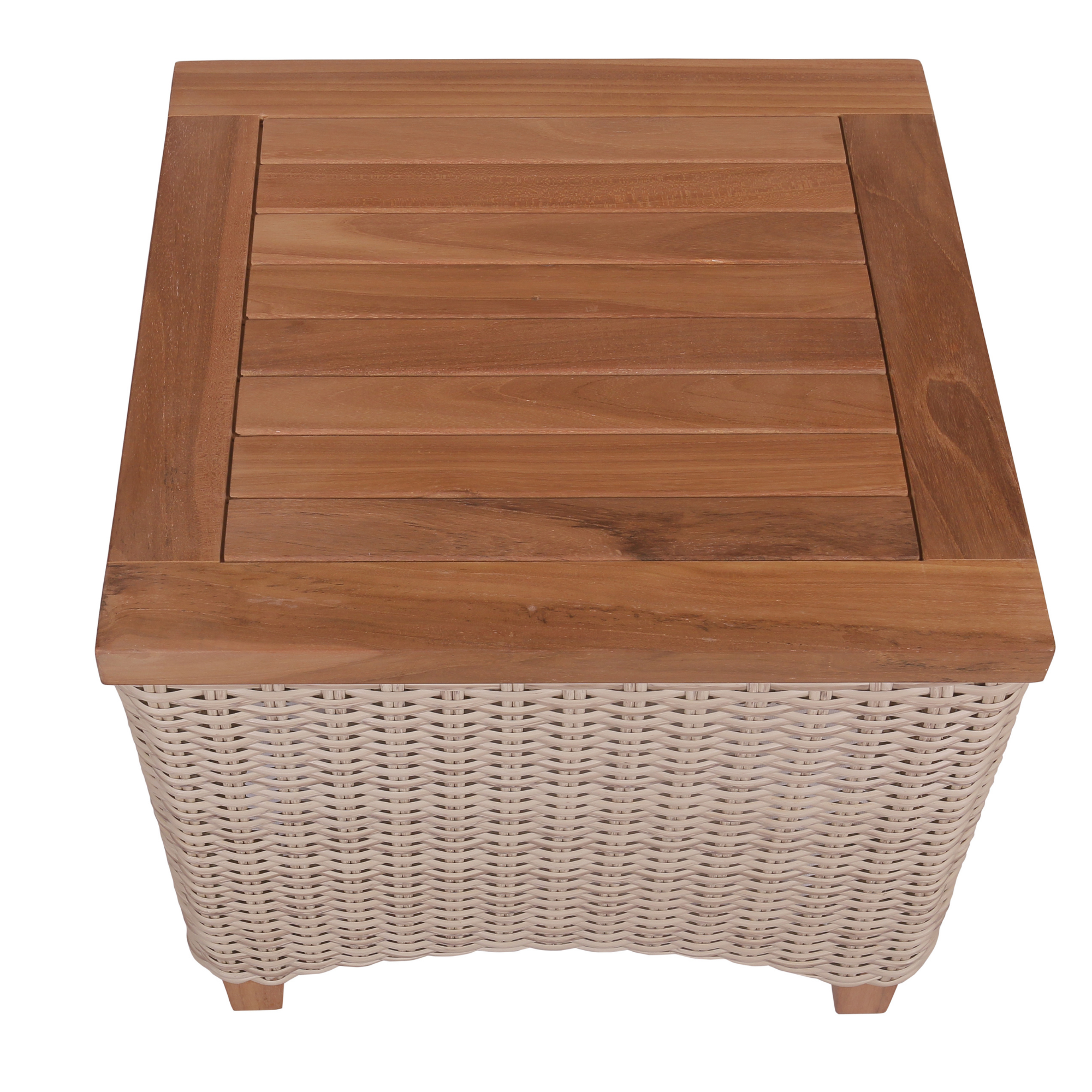 Venice coffee table - wicker and teak top 50cm