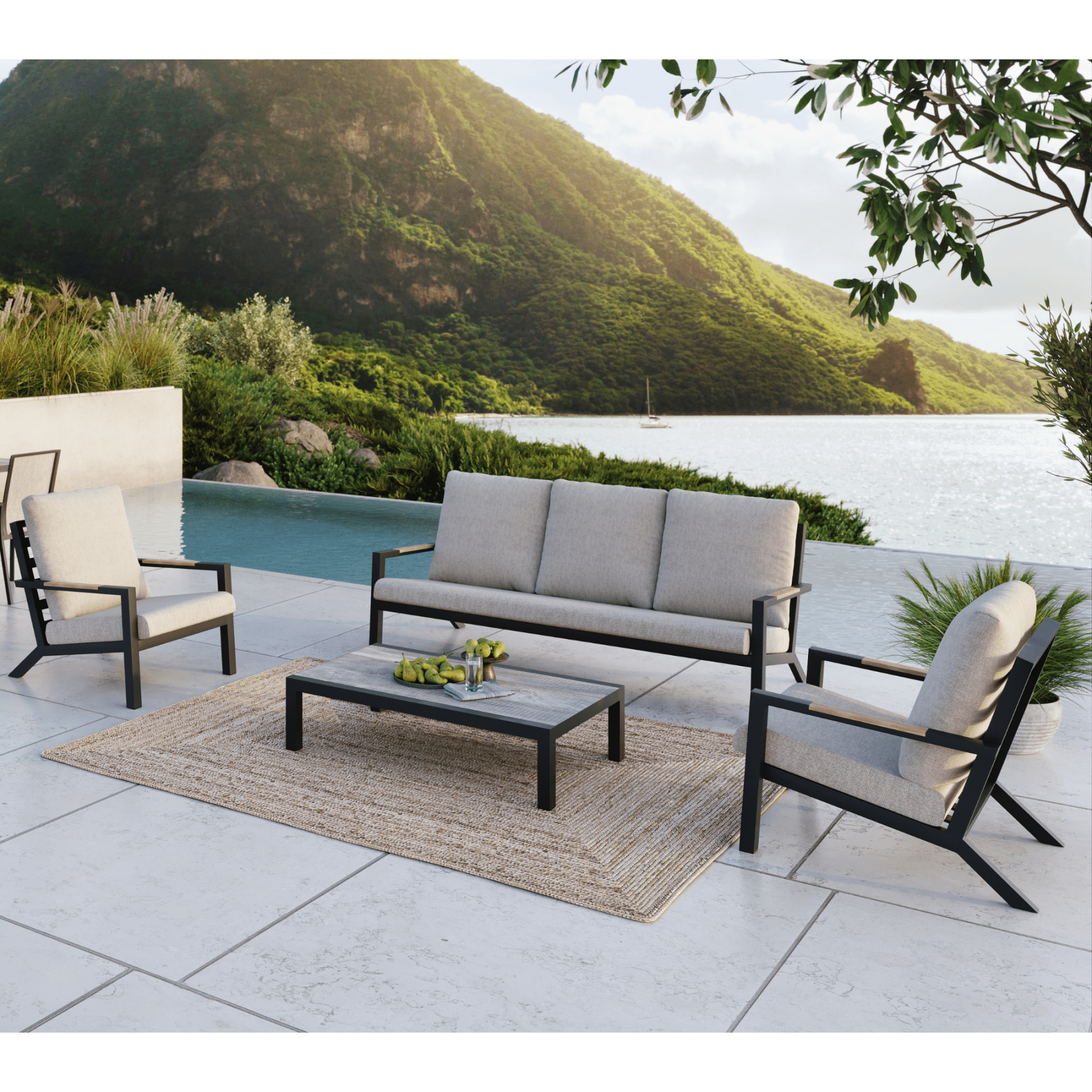 Venus 4 Piece Outdoor Lounge Set - black - Lume Outdoor Living