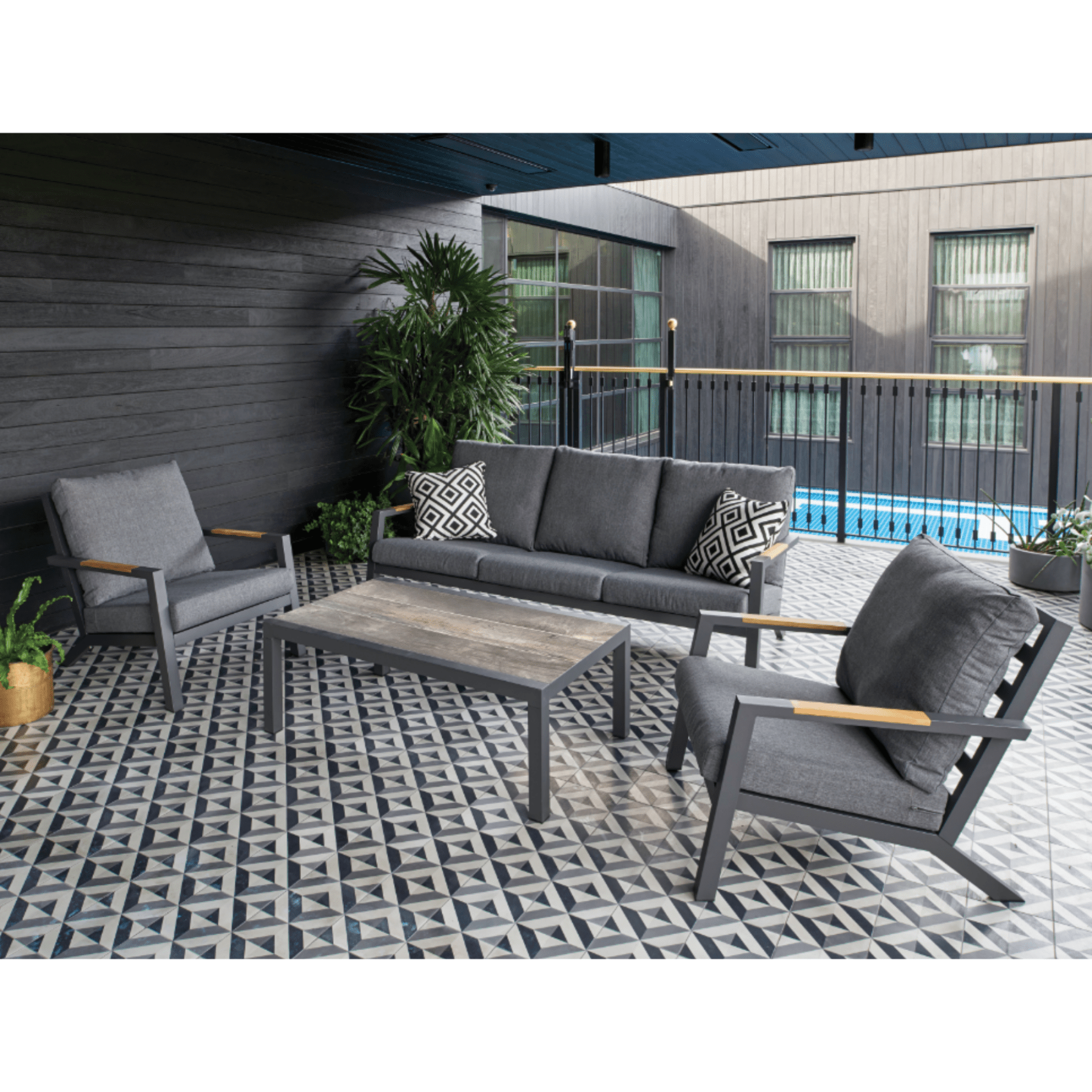 Venus 4 Piece Outdoor Lounge Set - charcoal - Lume Outdoor Living